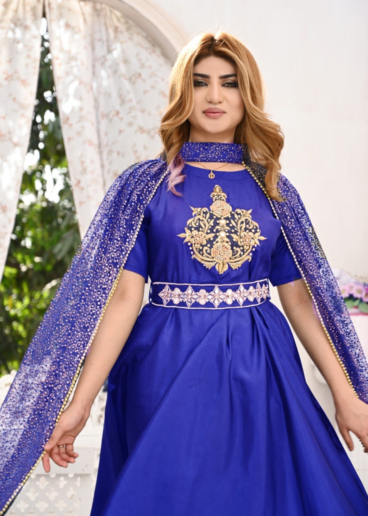 kattan silk Maxi in Royal blue