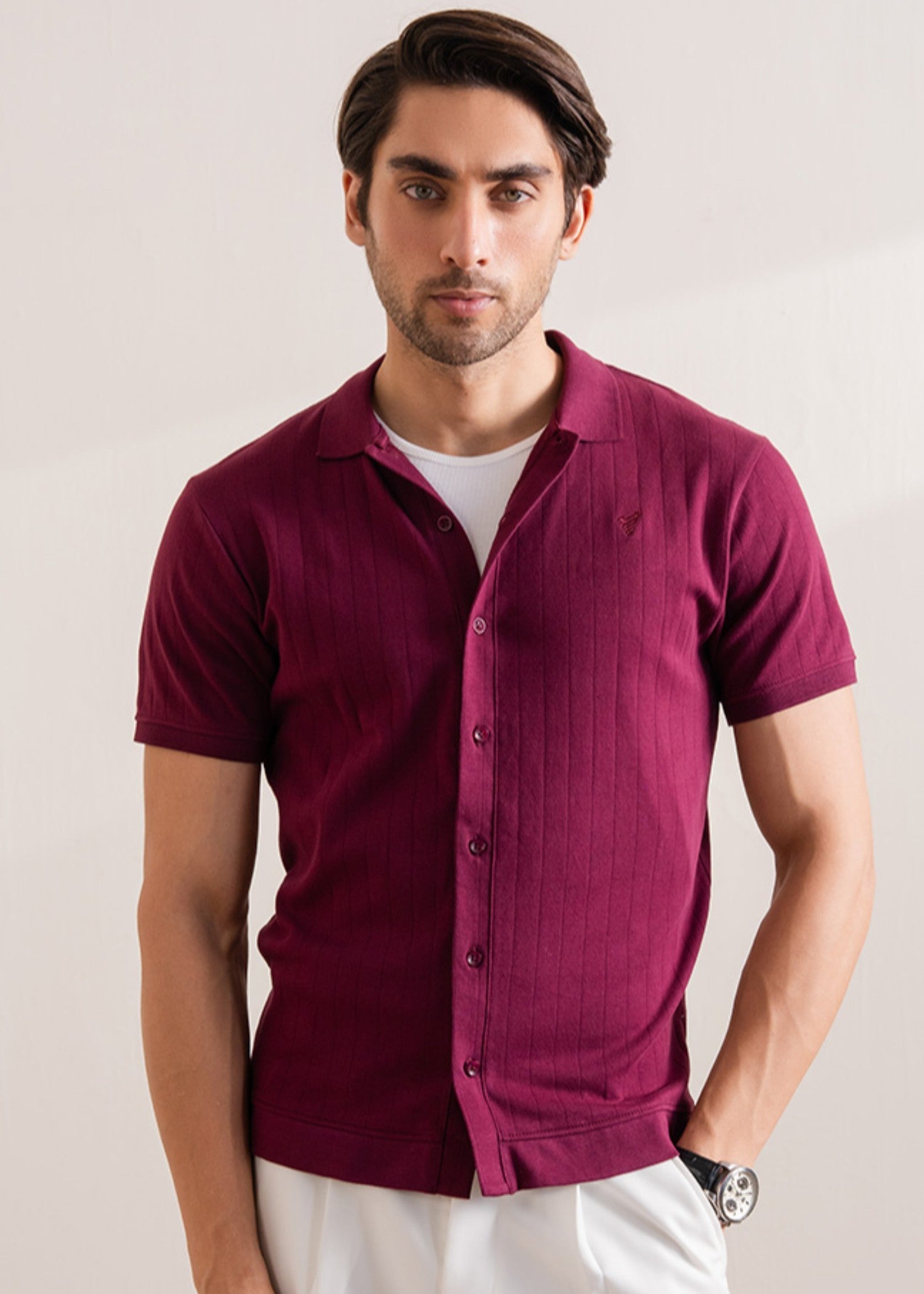 cotton Polo Shirt in Wine