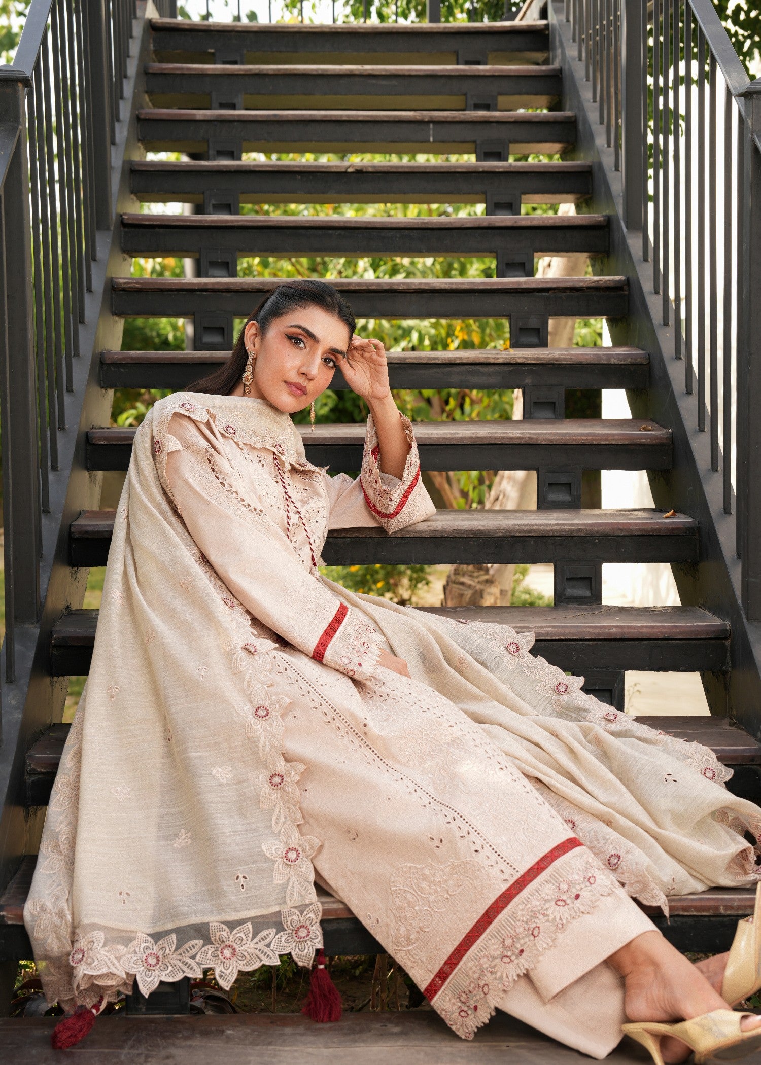 cotton Kurta Set in Khaki brown