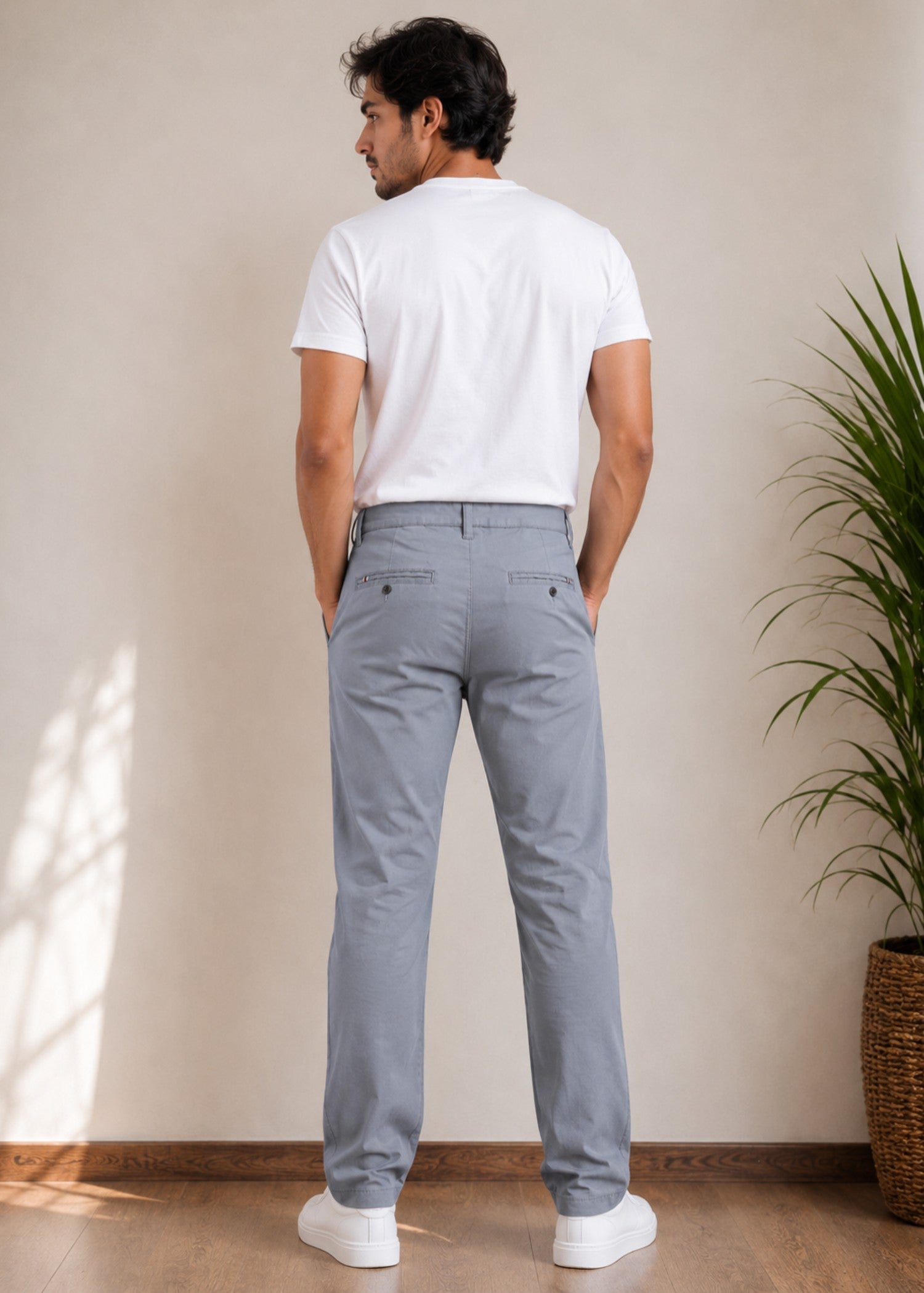 twill cotton Pants in Slate grey