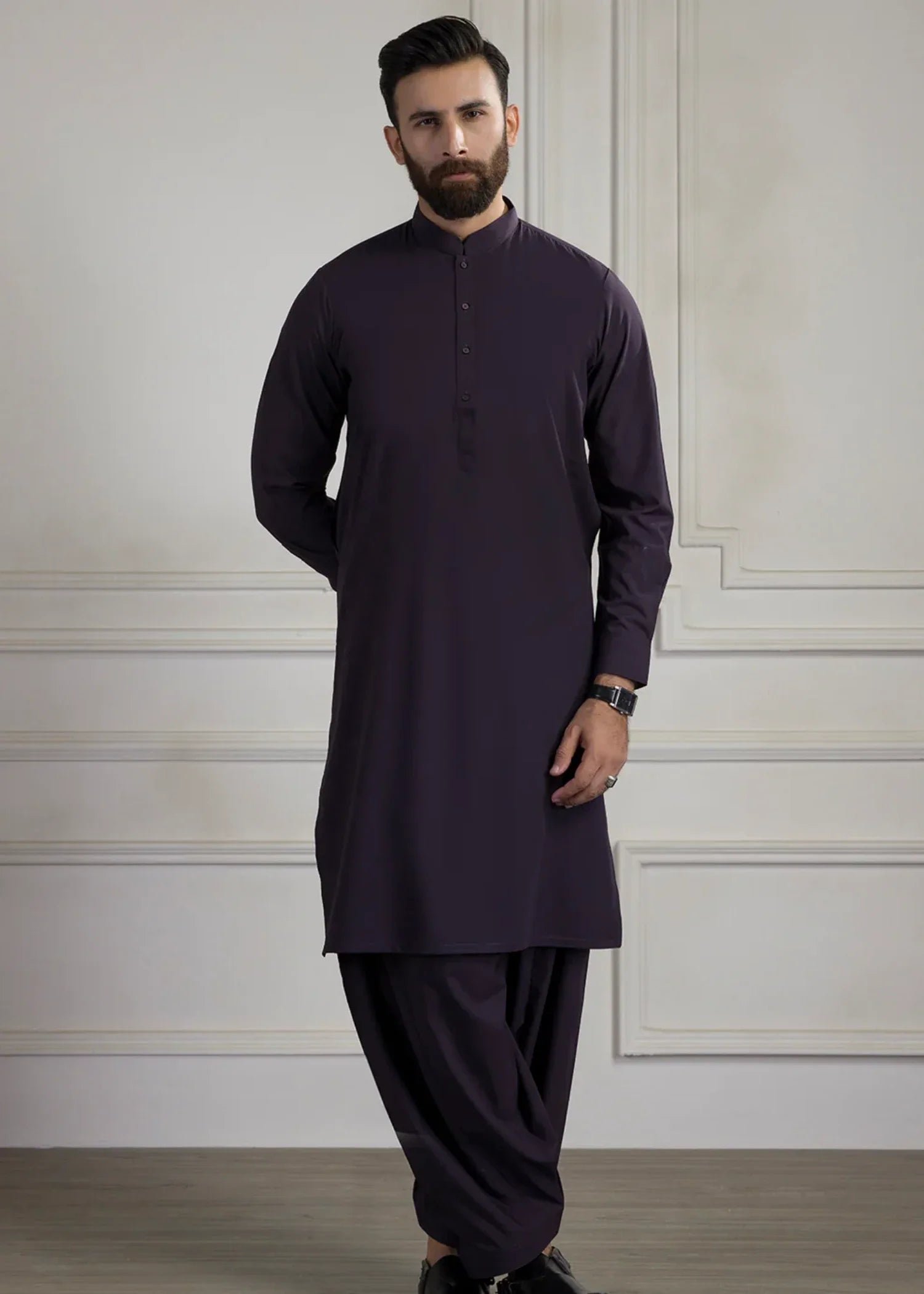 poly viscose Shalwar Kameez in Indigo
