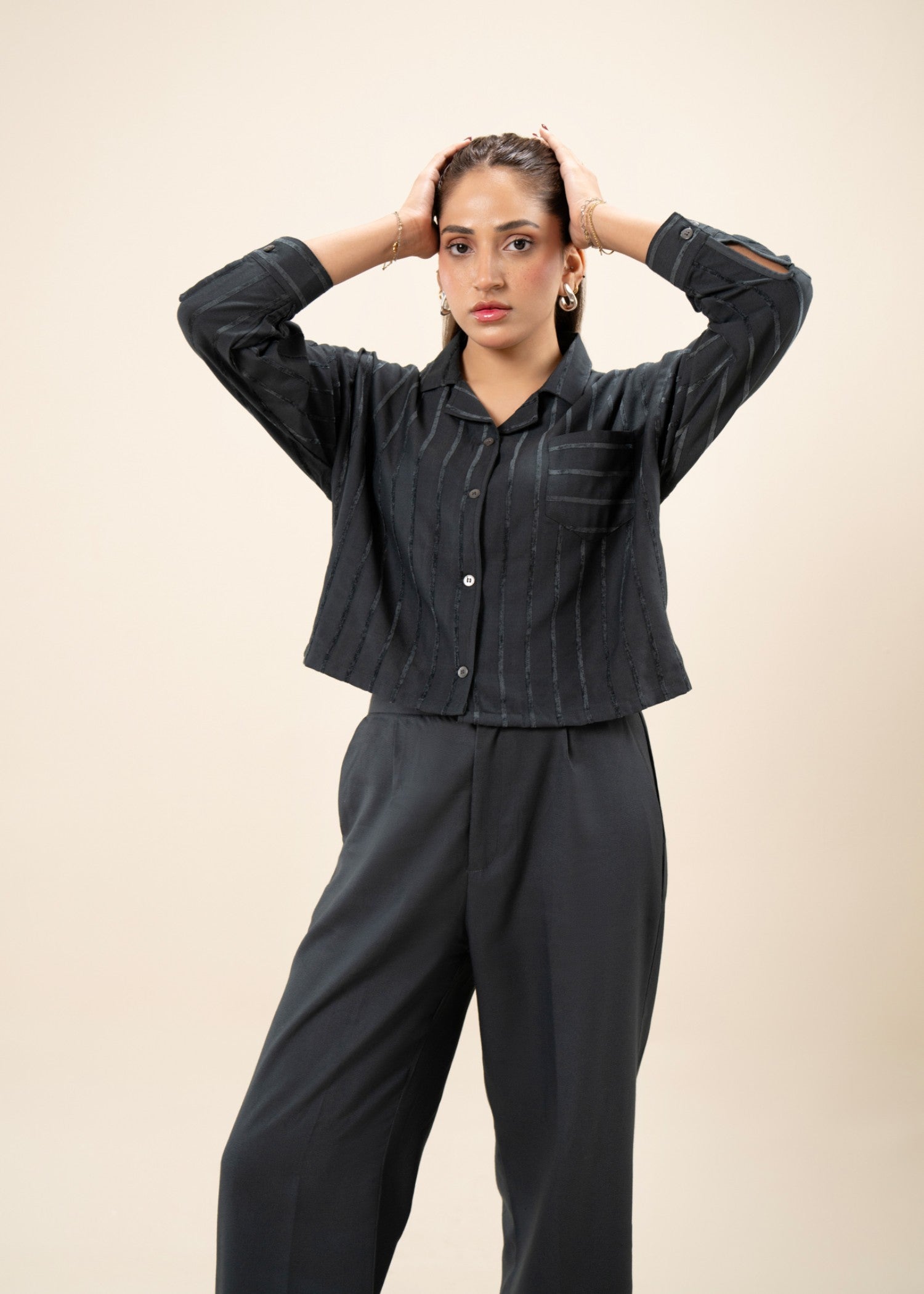 crepe Top in Charcoal