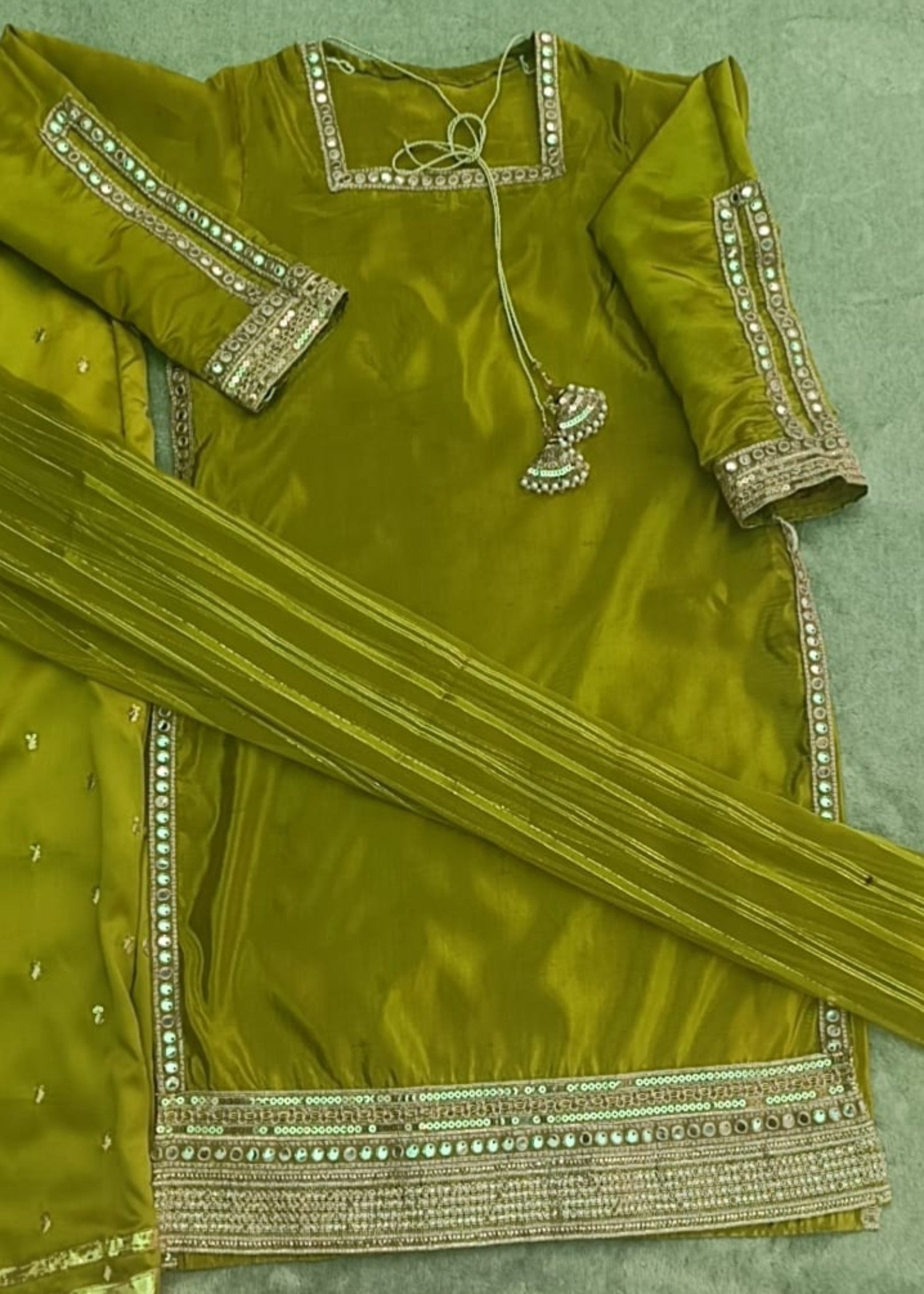 kattan silk Sharara in Olive green