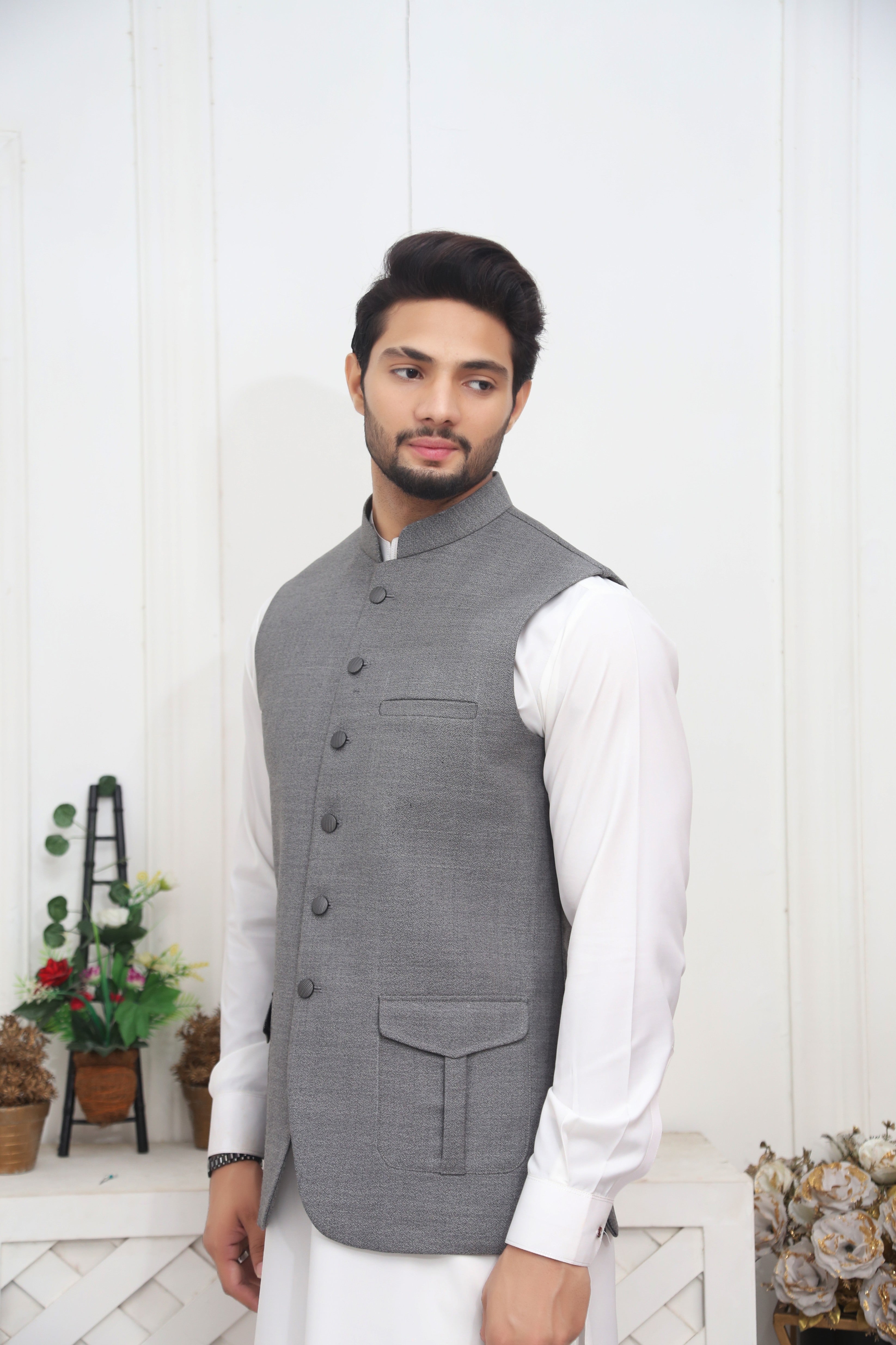 tropical Waistcoat in Silver