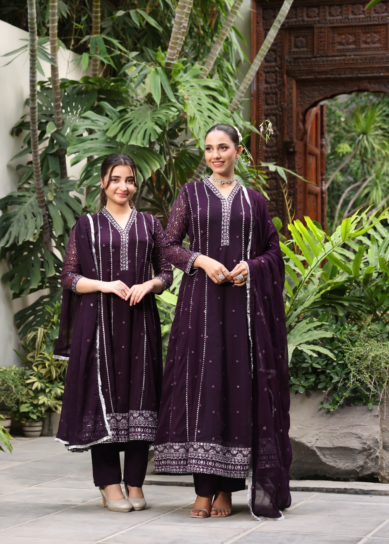 pk chiffon Pishwas in Purple