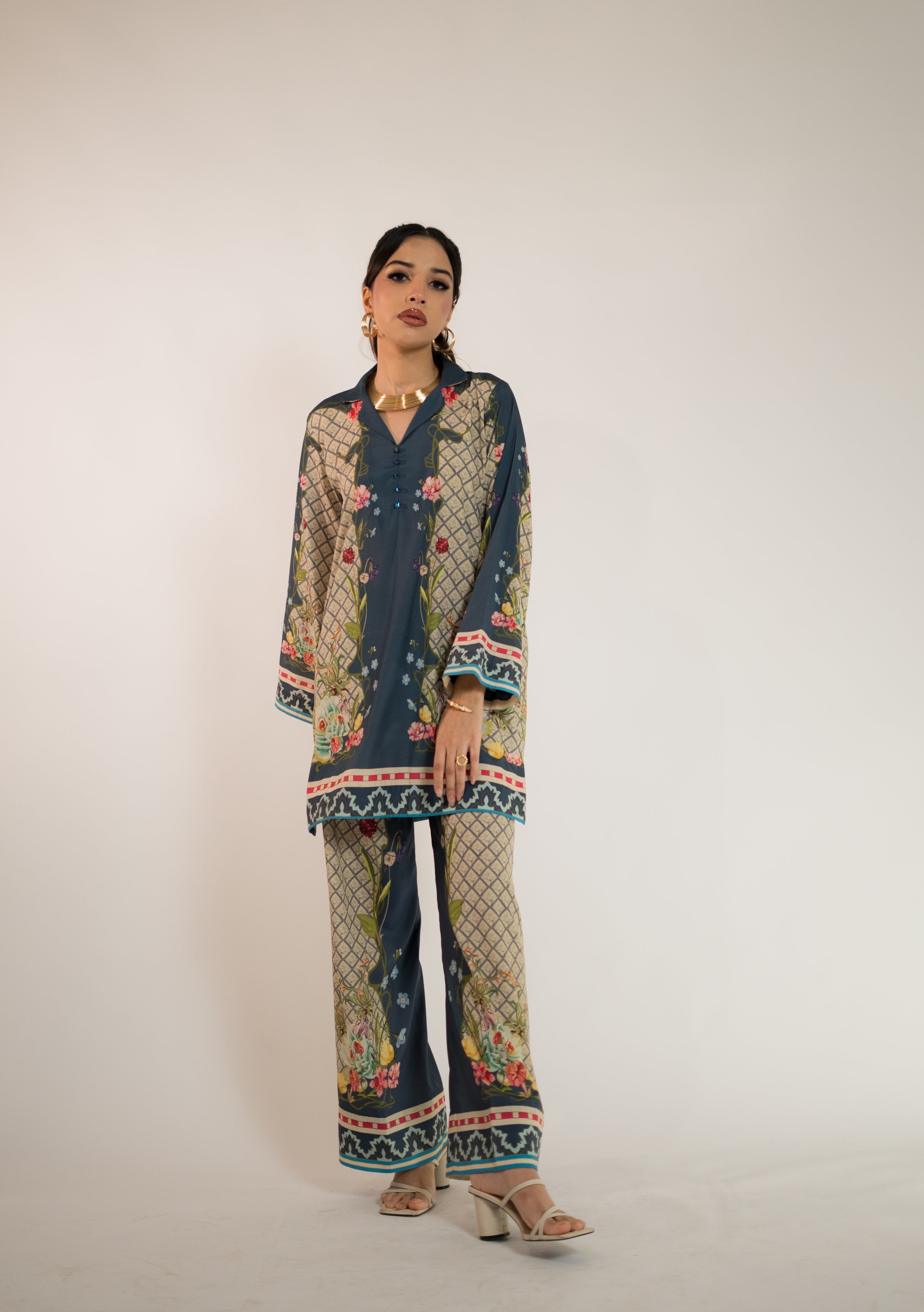 silk crepe Co ord Sets in Navy blue