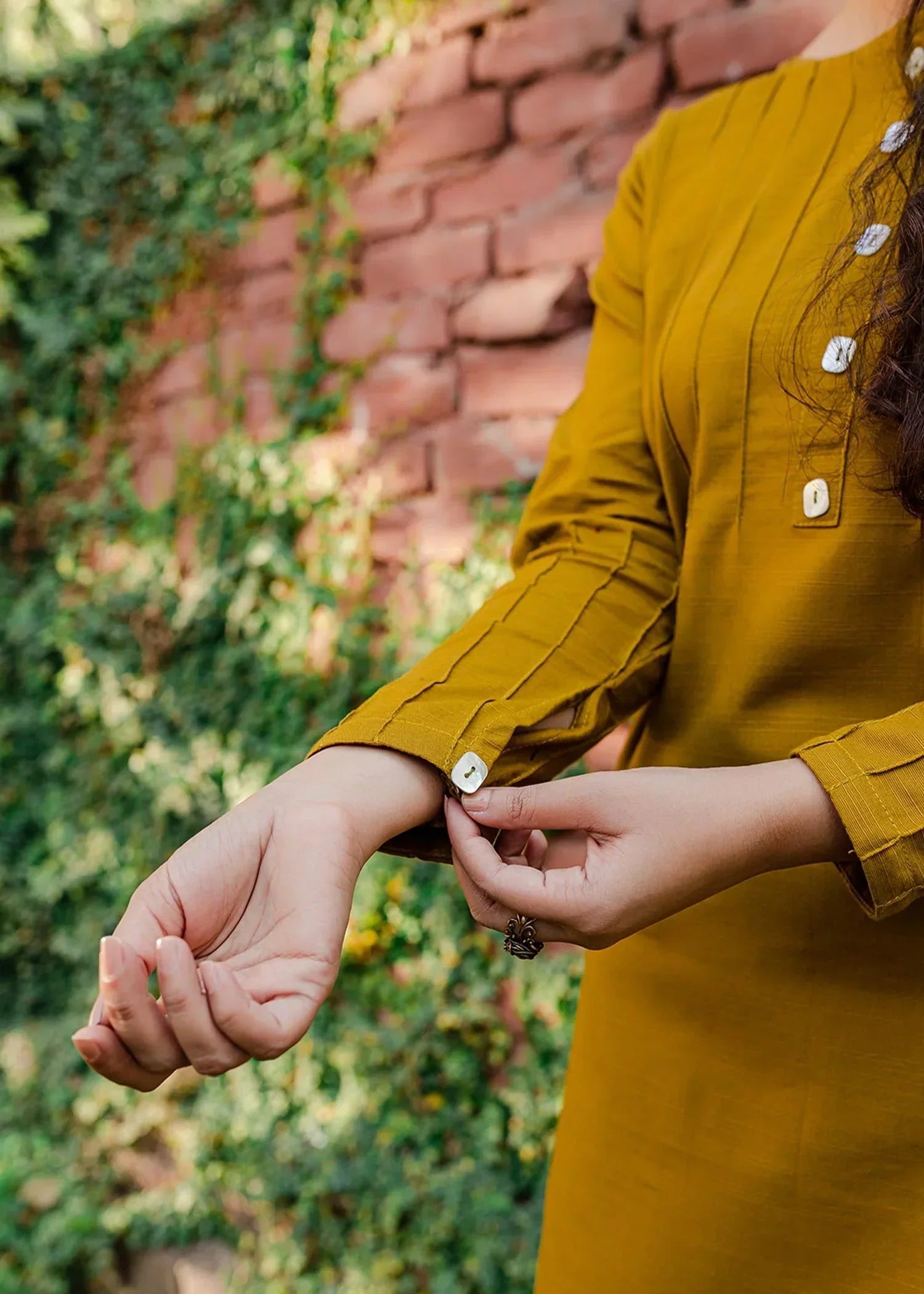 khaddar Kurti in Mustard