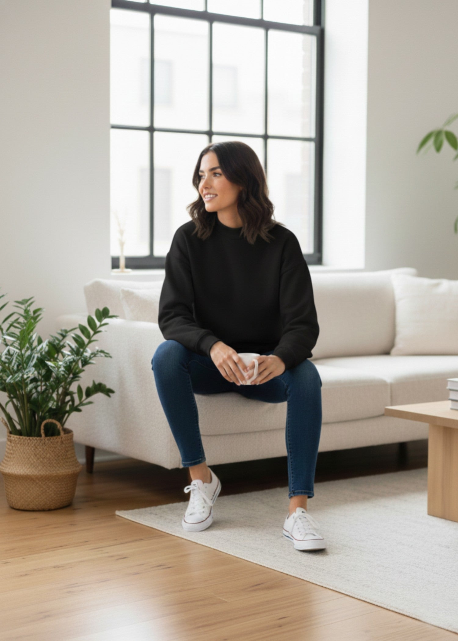 fleece Sweatshirt in Black