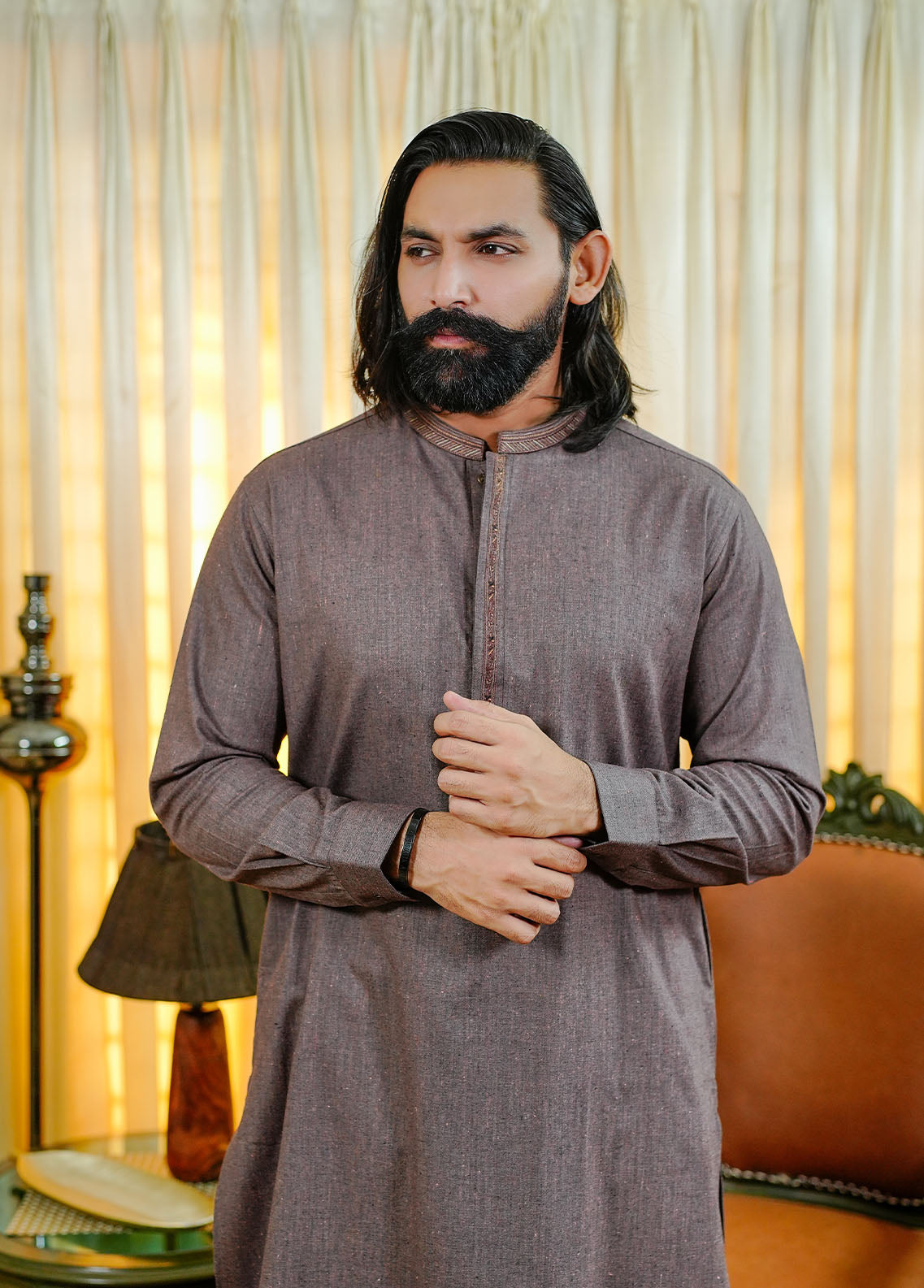 cotton viscose Shalwar Kameez in Mocha brown