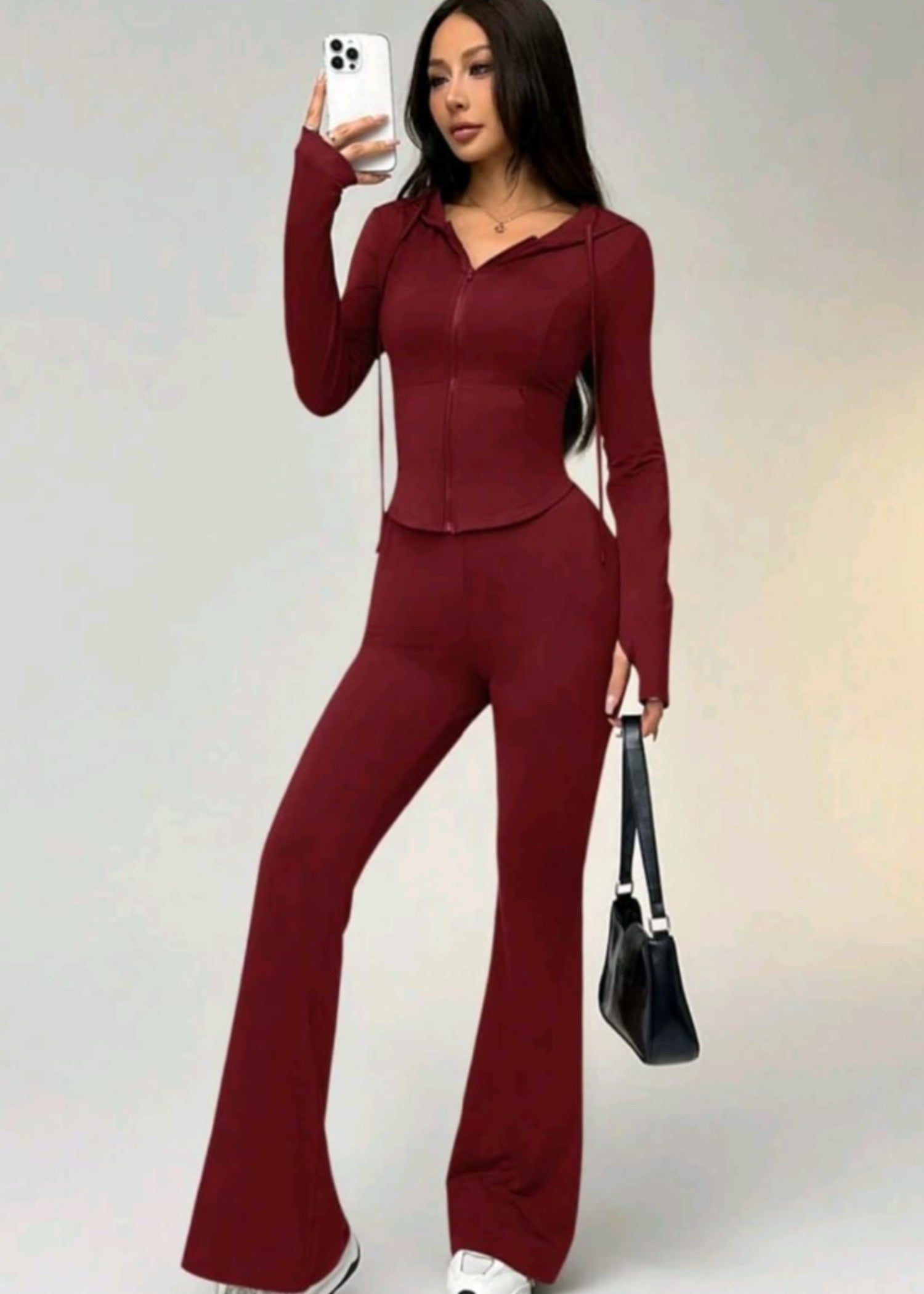 polyester Tracksuit in Burgundy