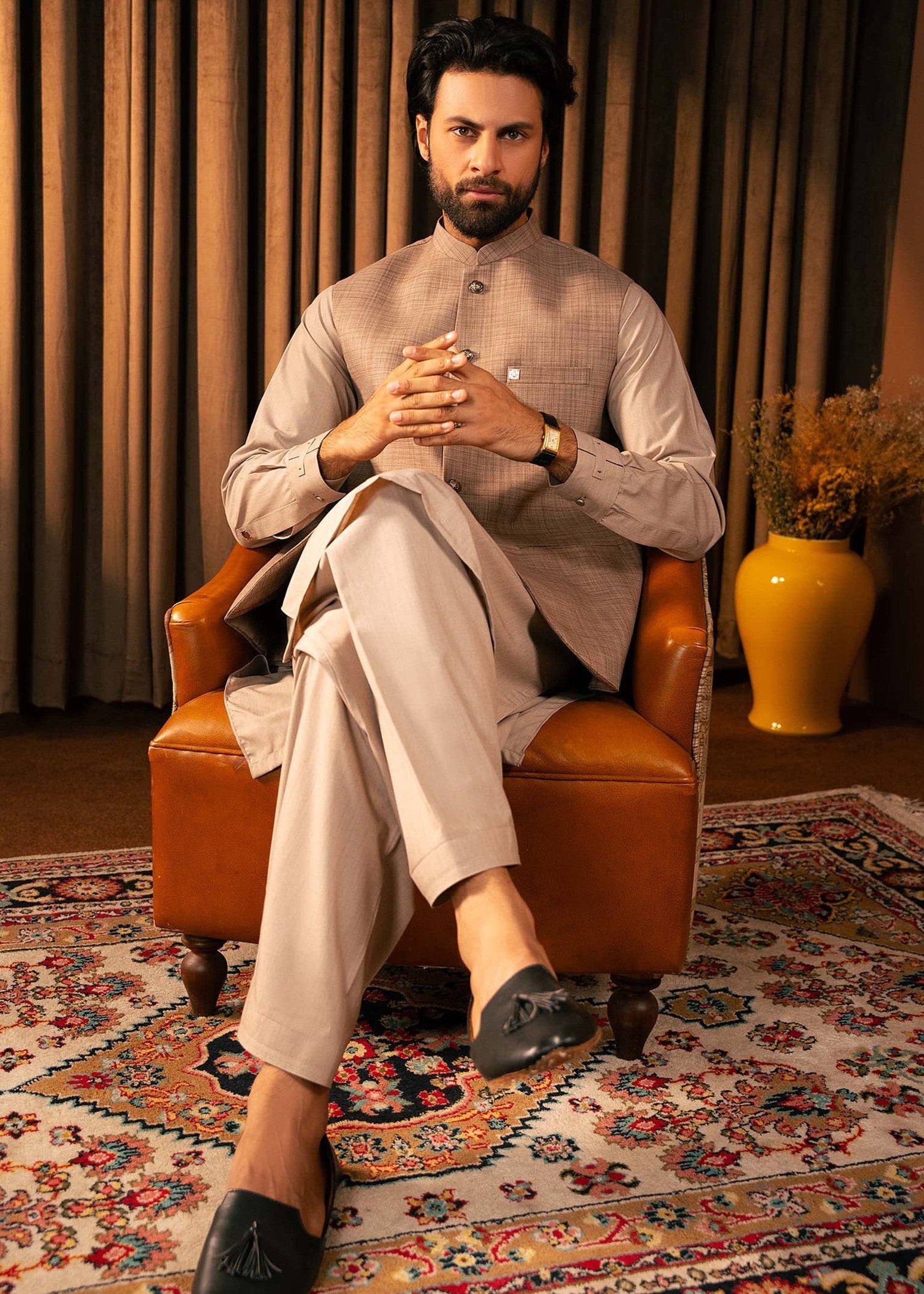 cotton Waistcoat in Beige