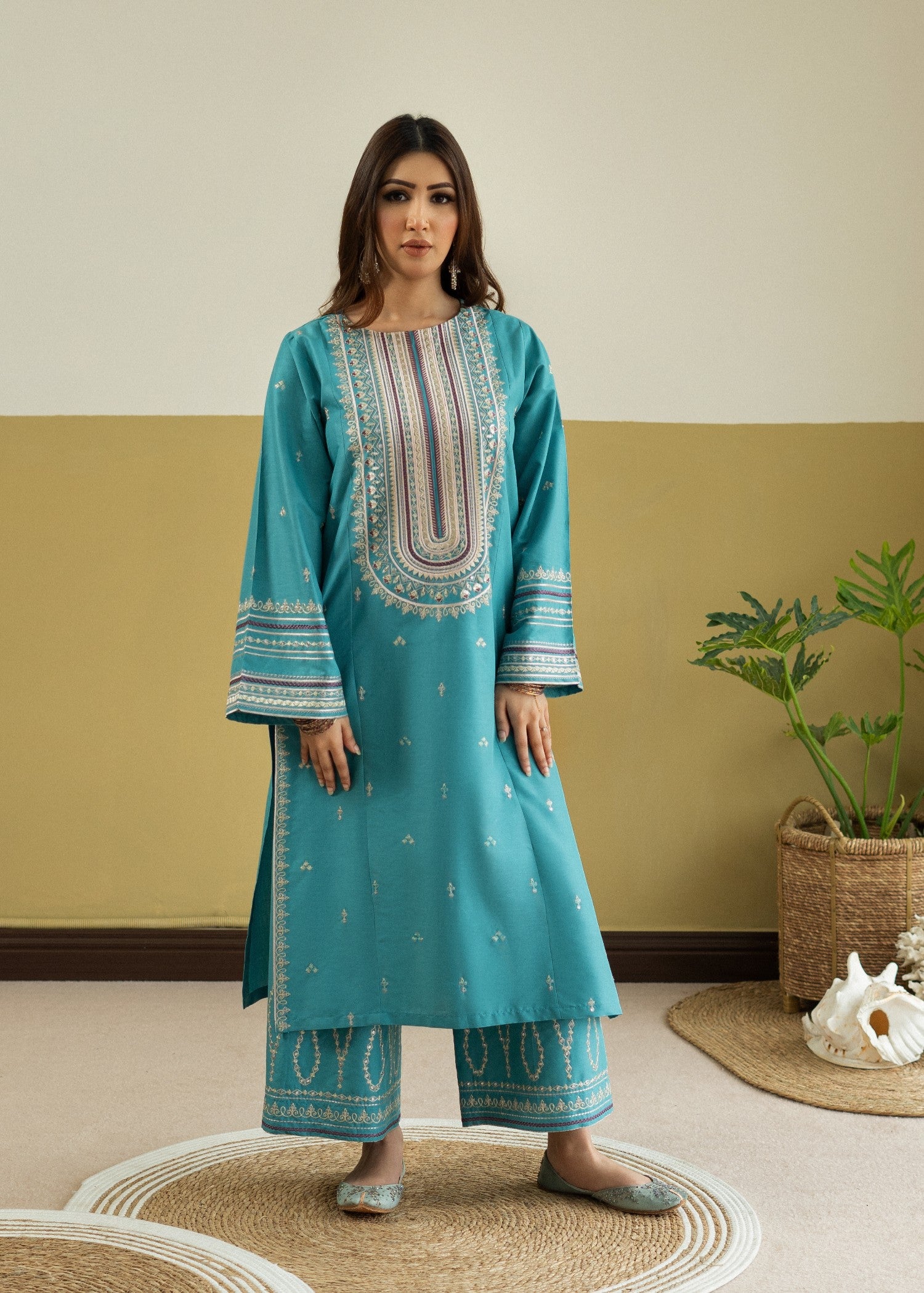 lawn Kurta Set in Baby blue