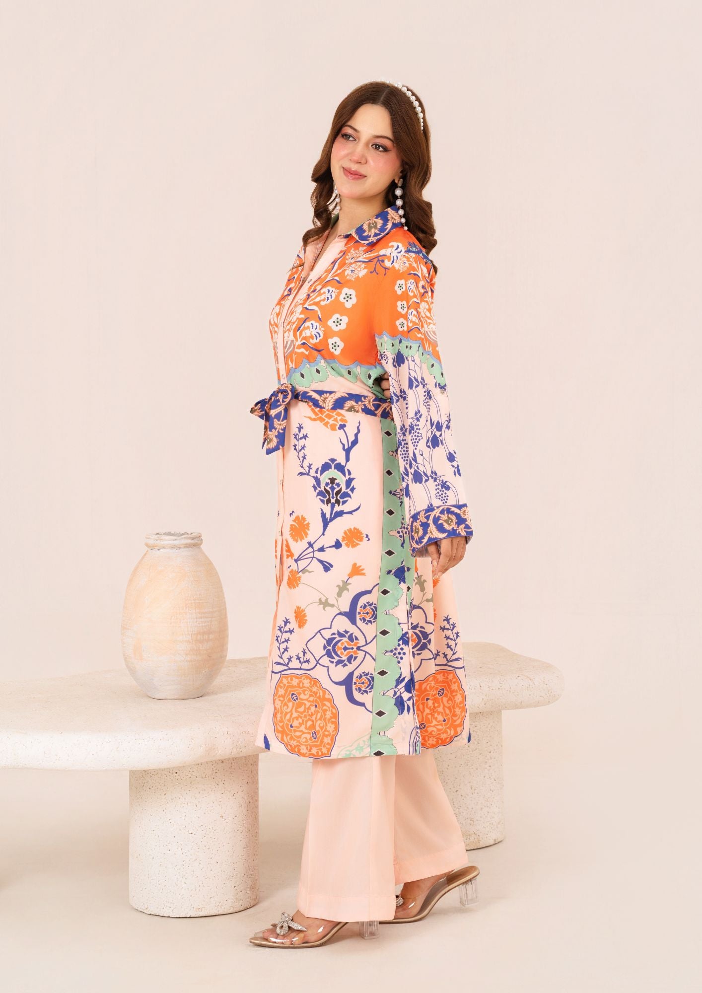 swiss cotton Kurta Set in Aquamarine