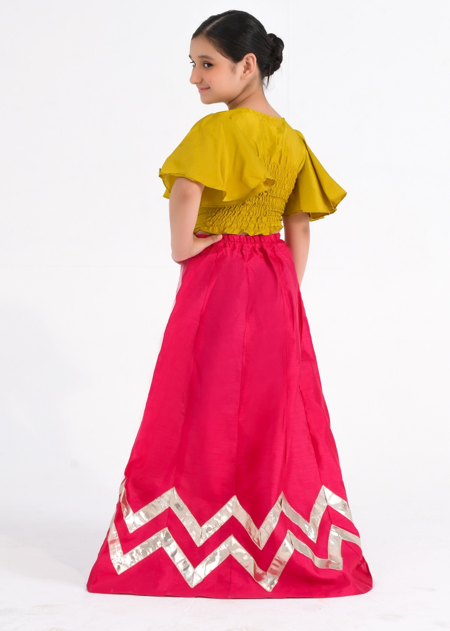 kattan silk Lehenga in Hot pink