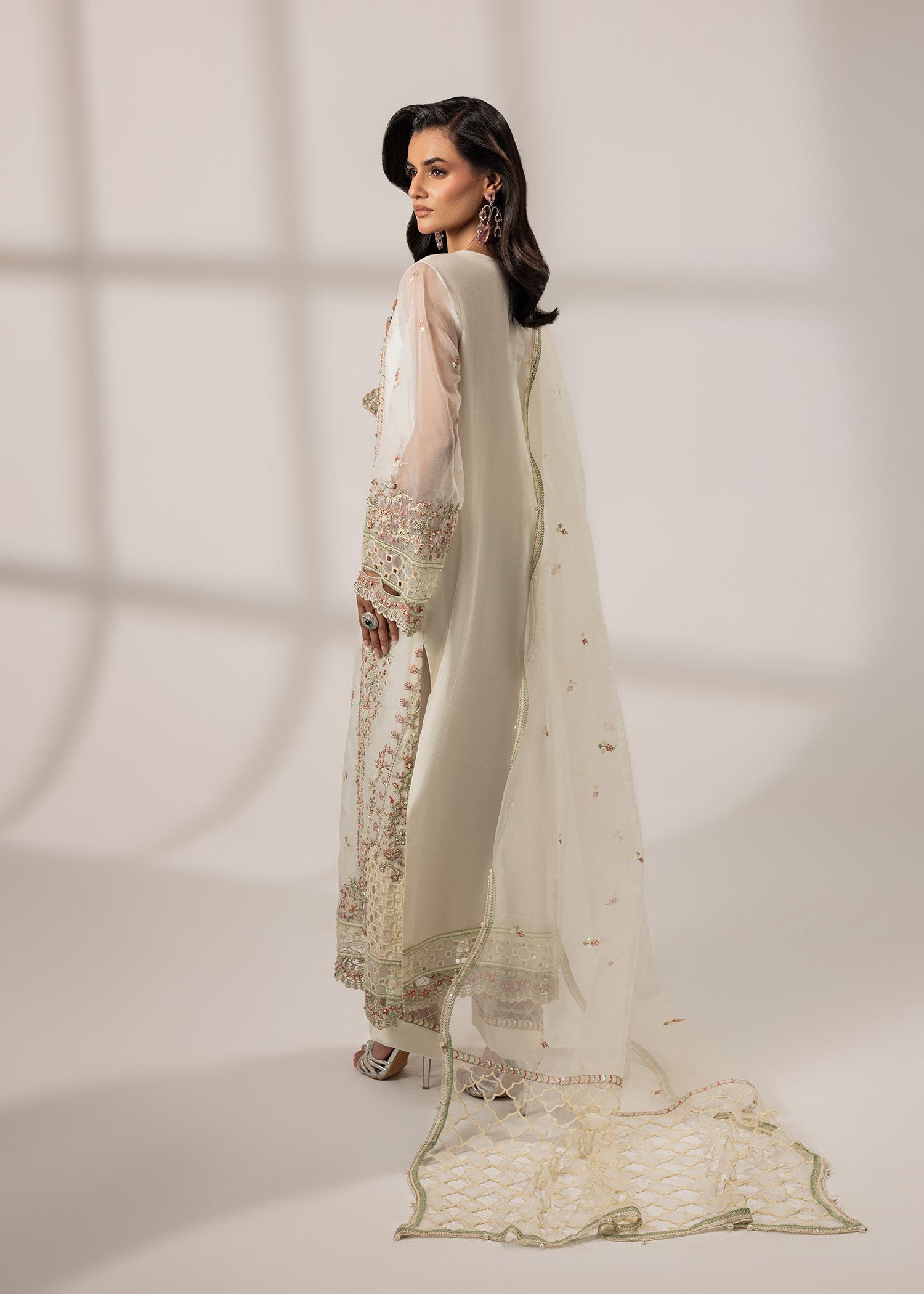 organza Kurta Set in Ivory