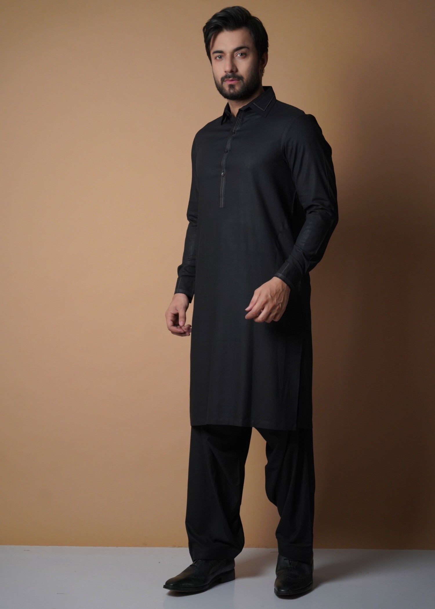 cotton viscose Shalwar Kameez in Black