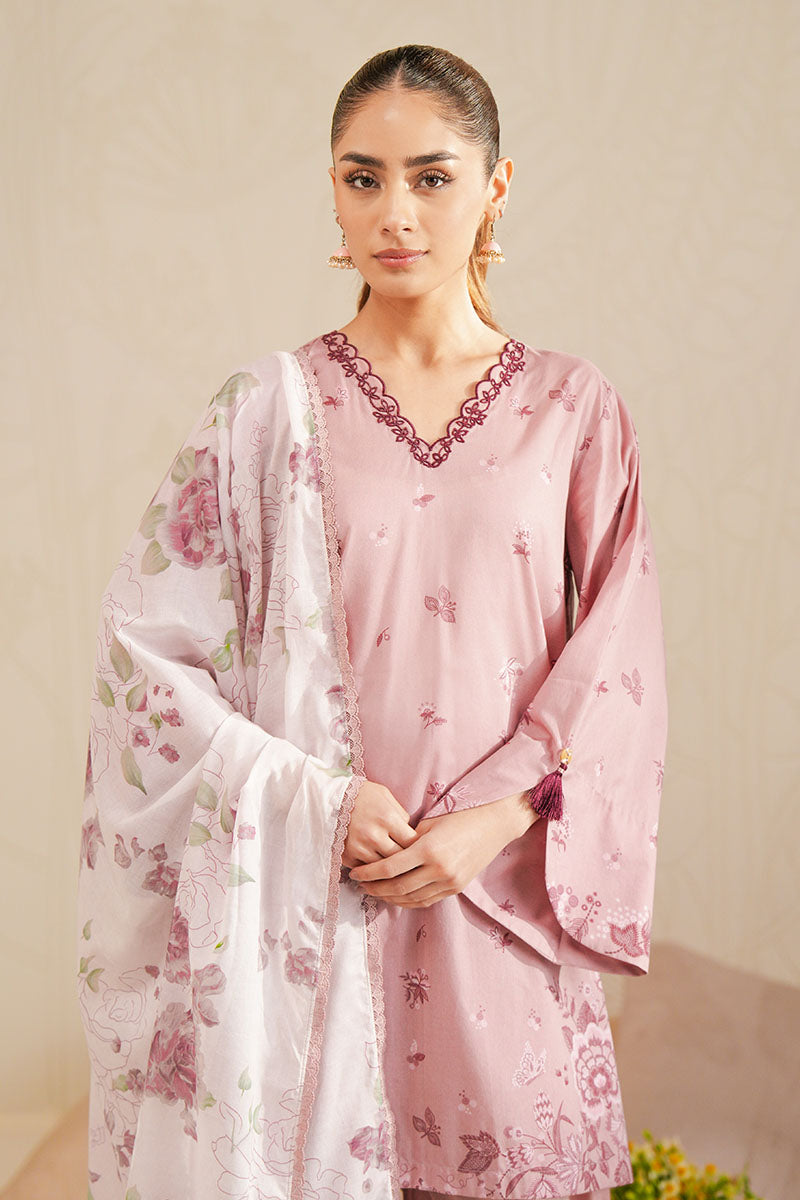 lawn Unstitched in Mauve pink