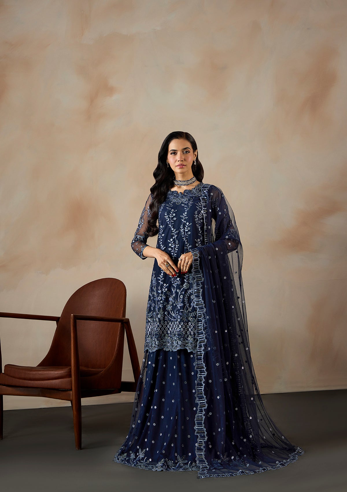 net Unstitched in Navy blue