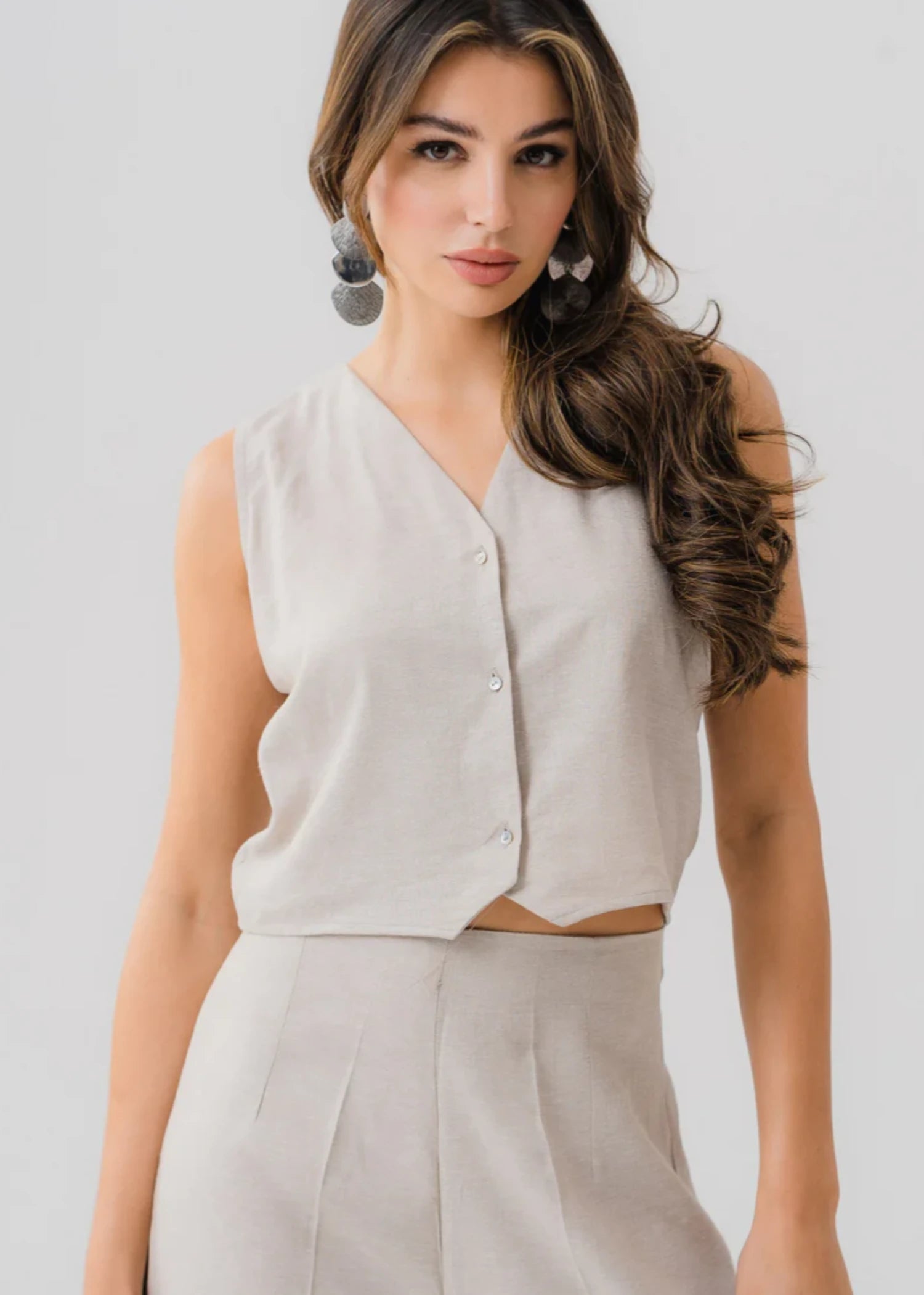 linen Top in Beige