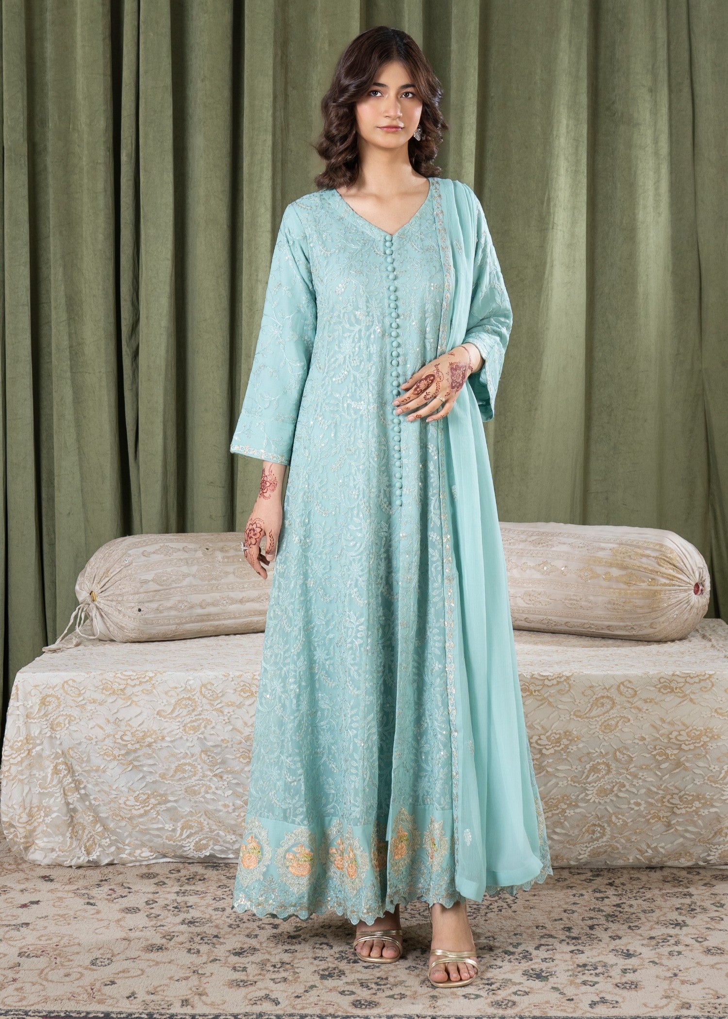 bemberg crinkle chiffon Maxi in Pastel green