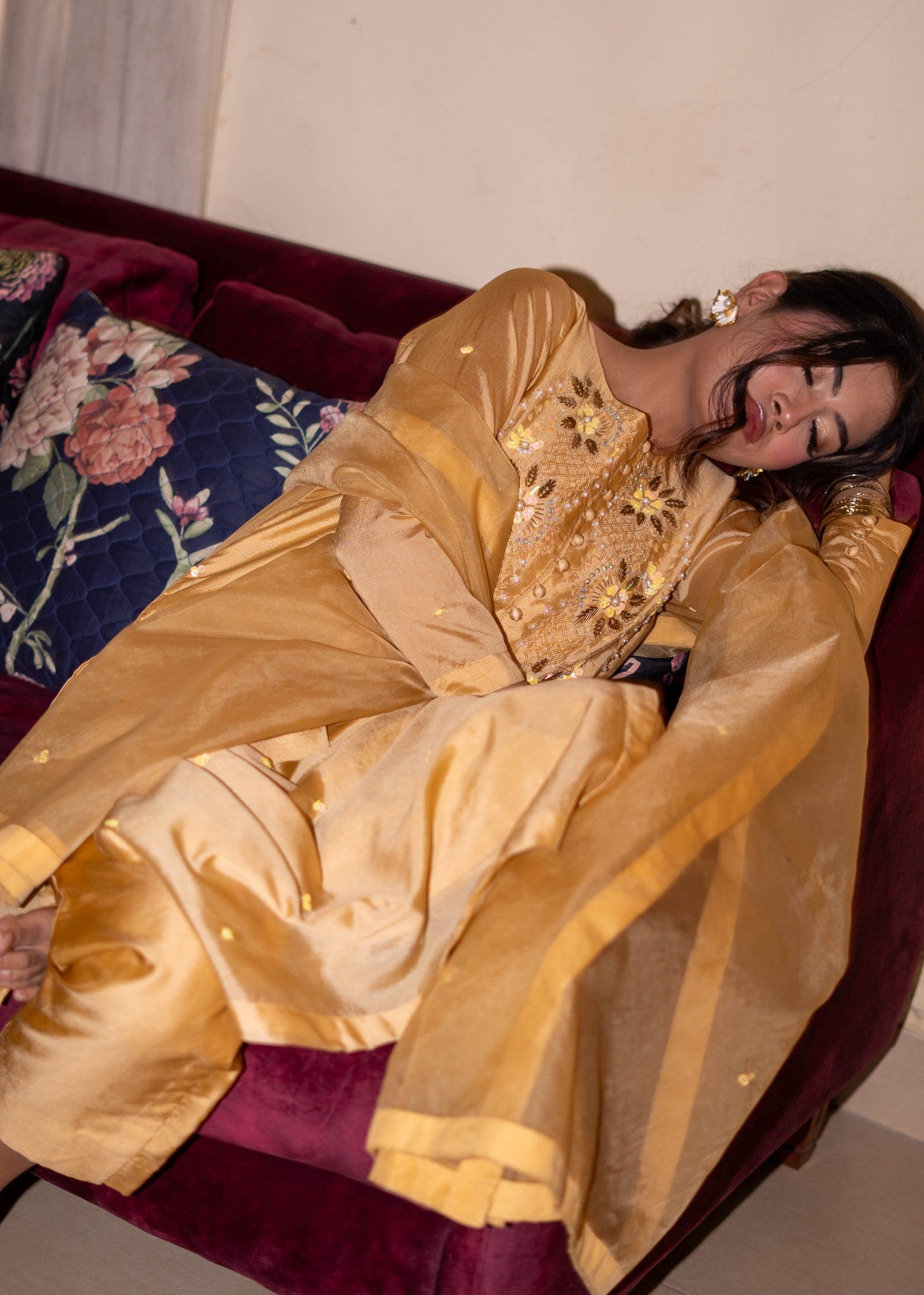 silk Kurta Set in Mellow yellow