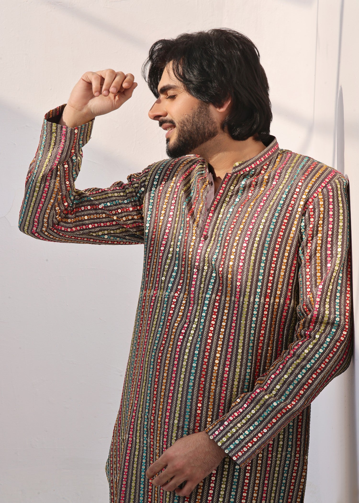 raw silk Shalwar Kameez in Brown