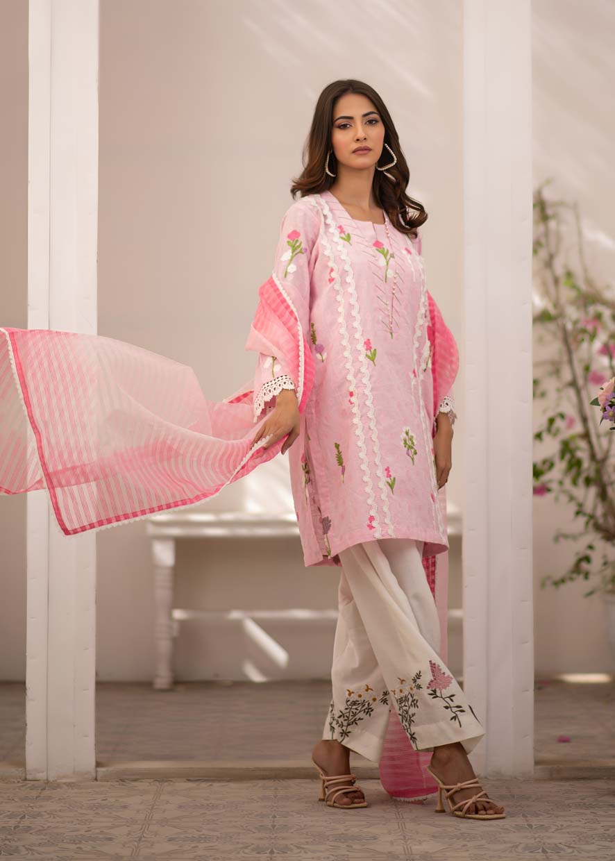 chikankari cotton Kurta Set in Pink