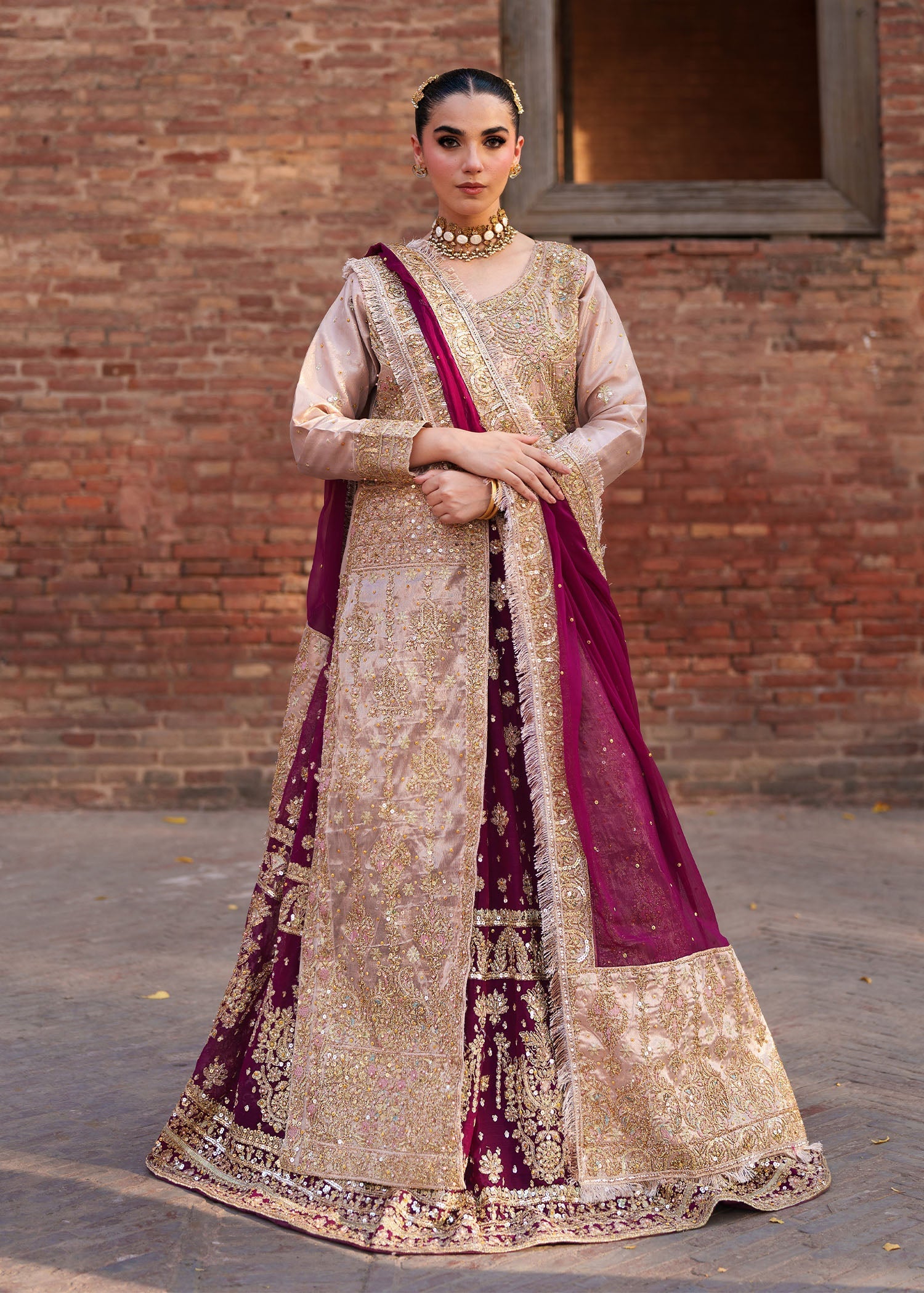 net Lehenga in Blush pink