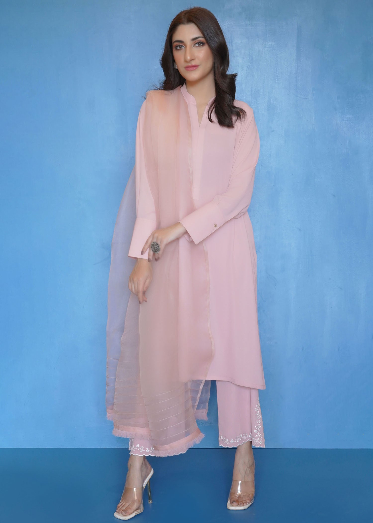 georgette Kurta Set in Blush pink