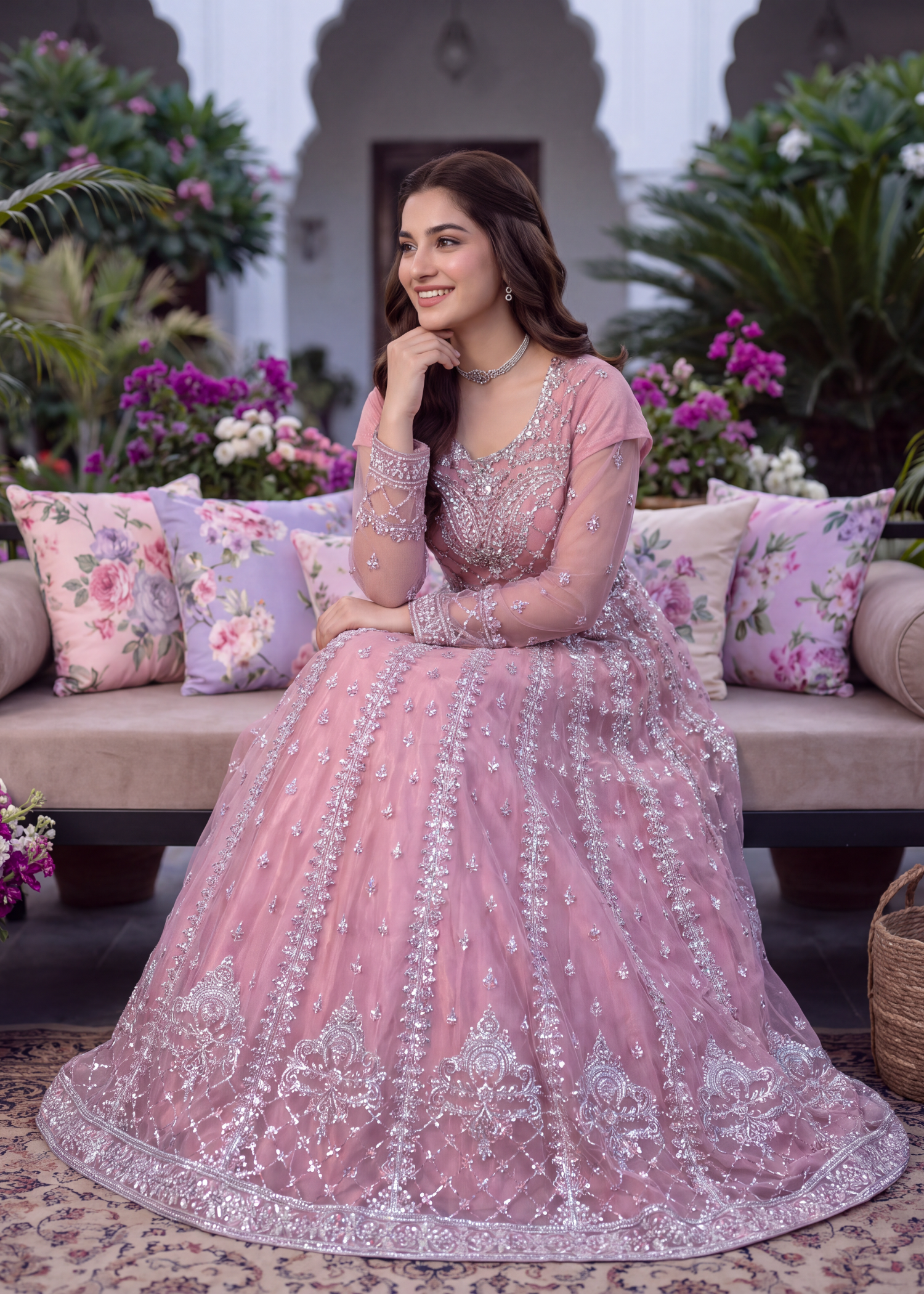 net Pishwas in Blush pink