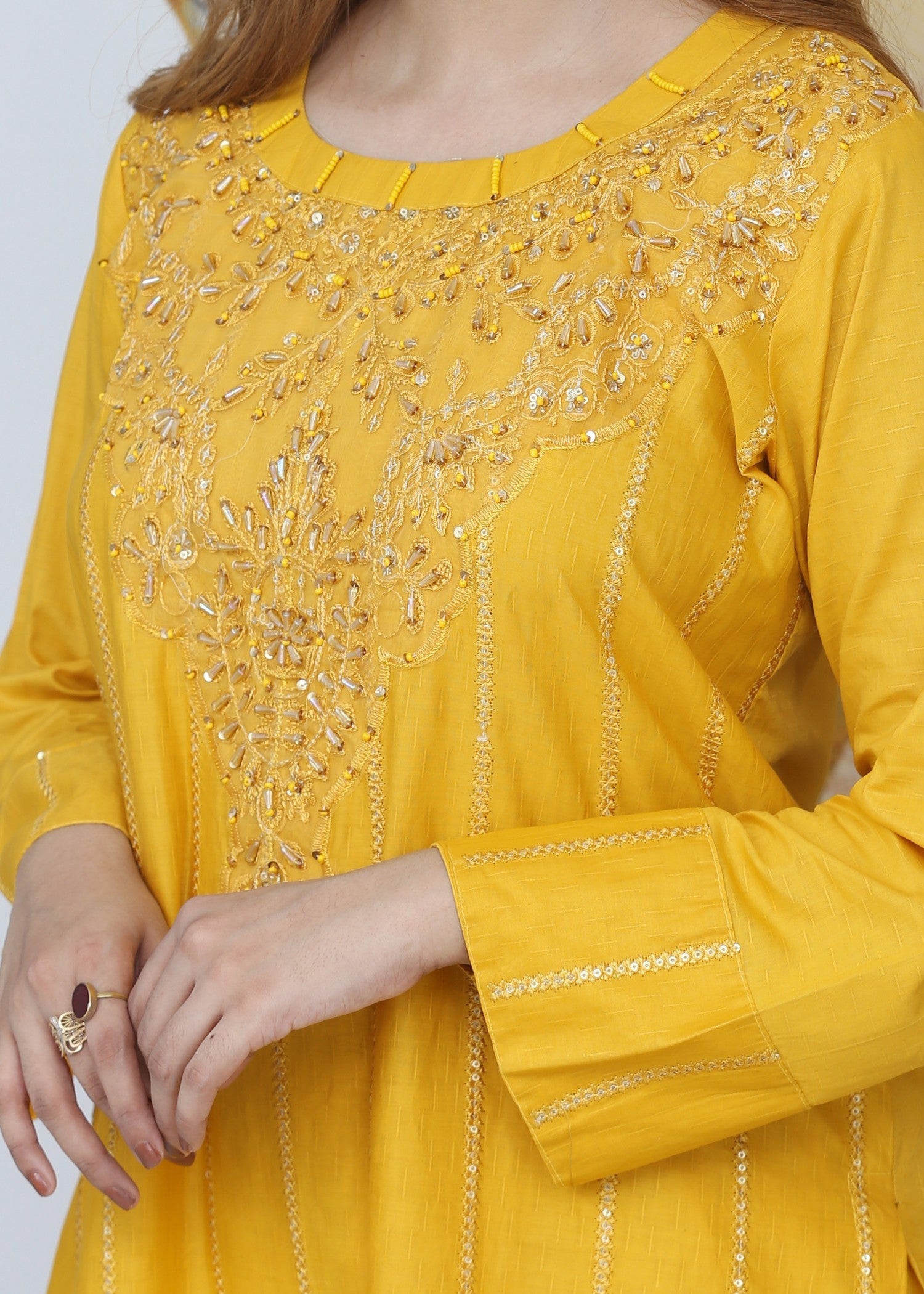 cotton Kurta Set in Mustard