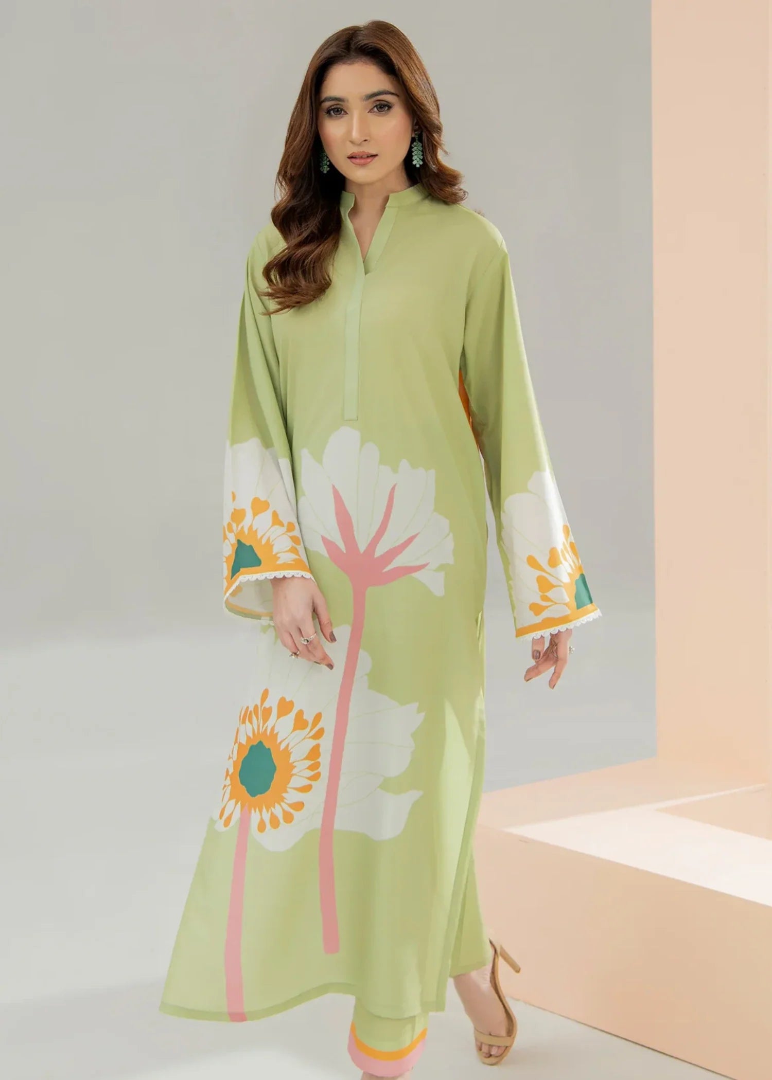 georgette Co ord Sets in Pistachio green