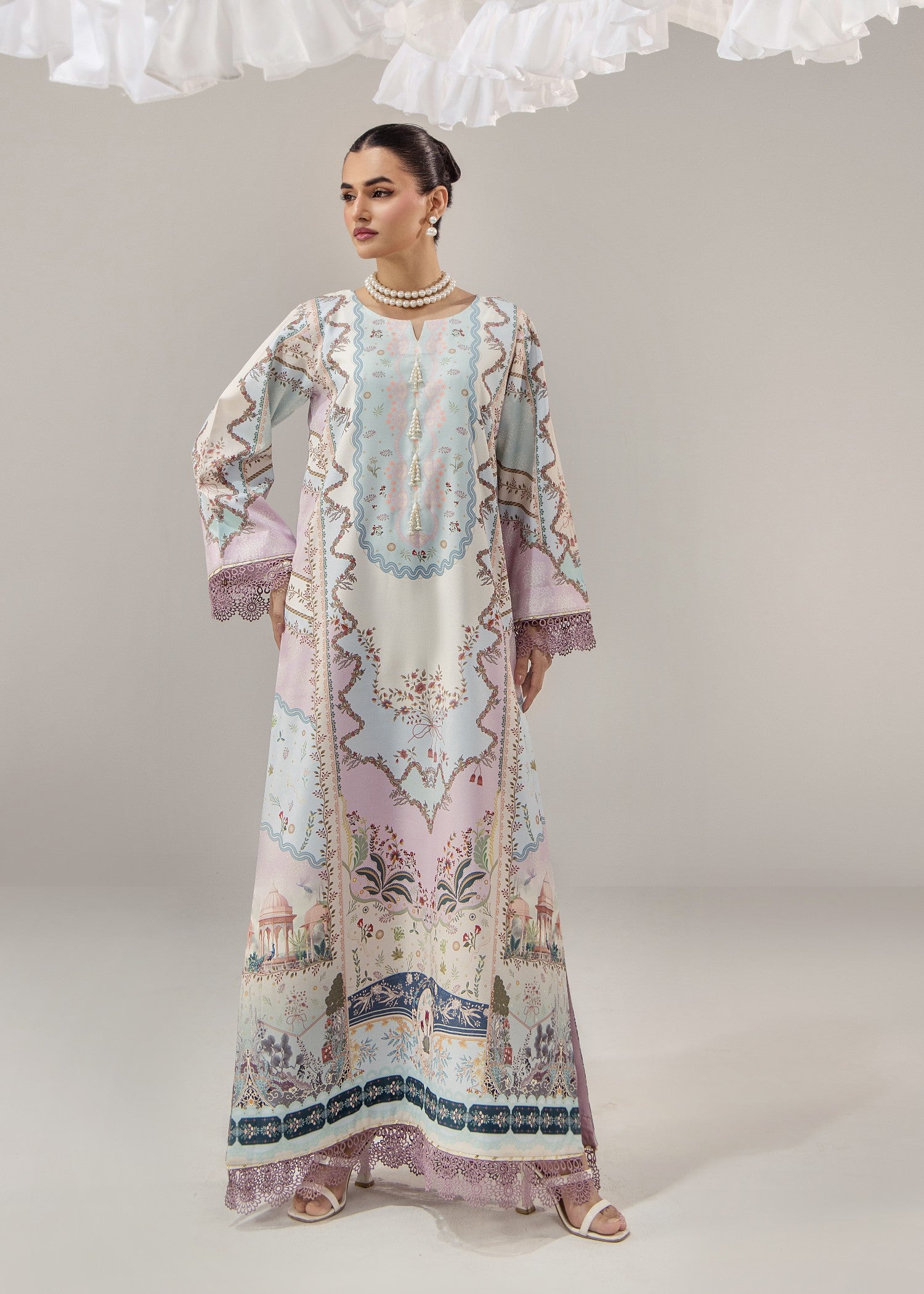 poly lawn Kaftan in Multi