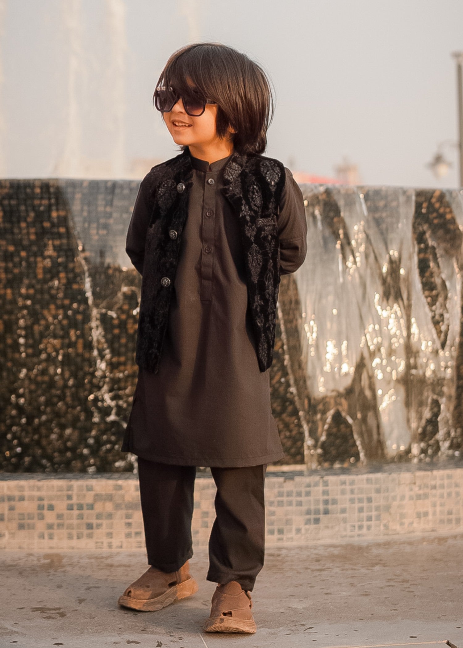 velvet Waistcoat in Black