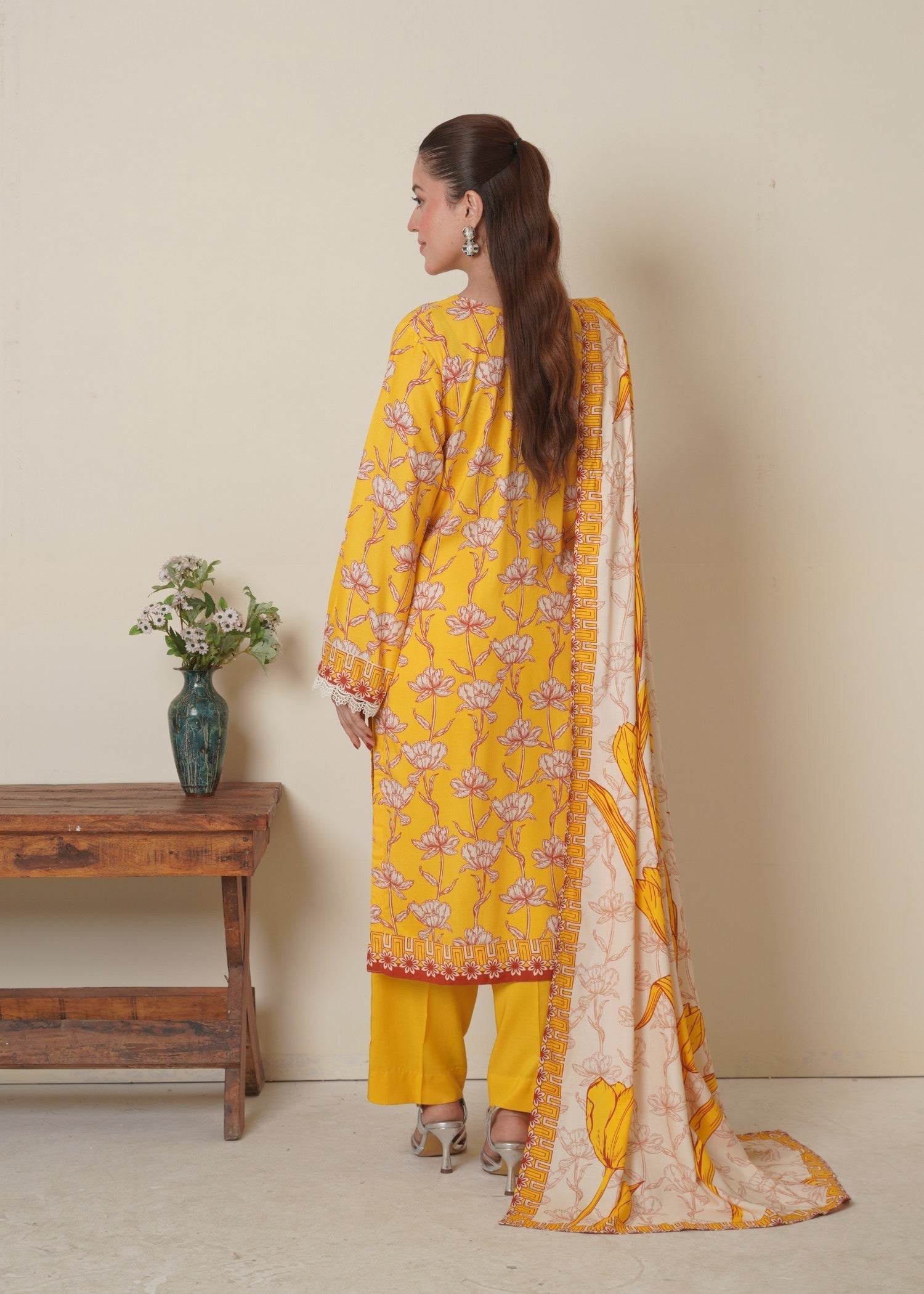 linen Kurta Set in Lemon