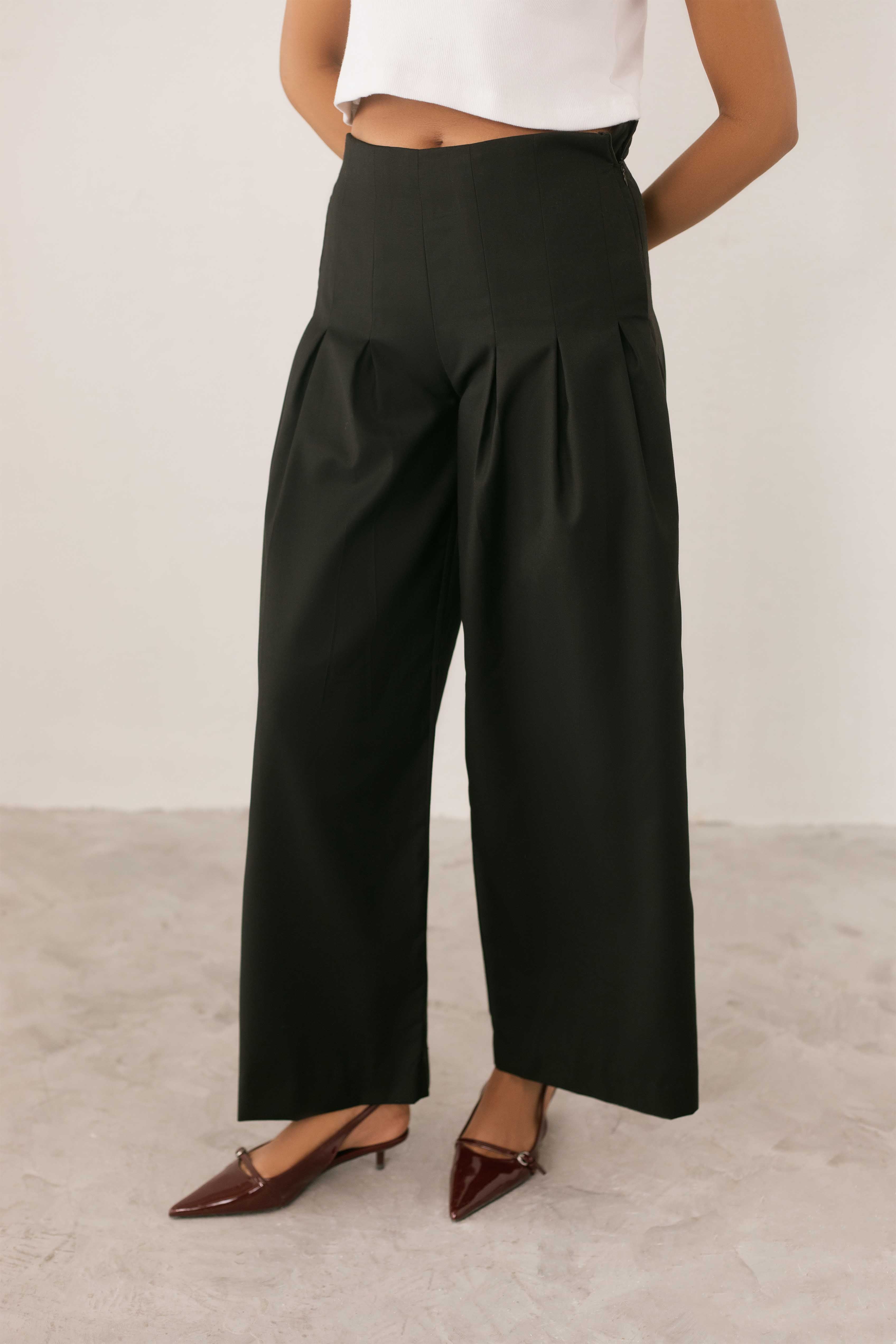 polyester nylon Trousers in Black
