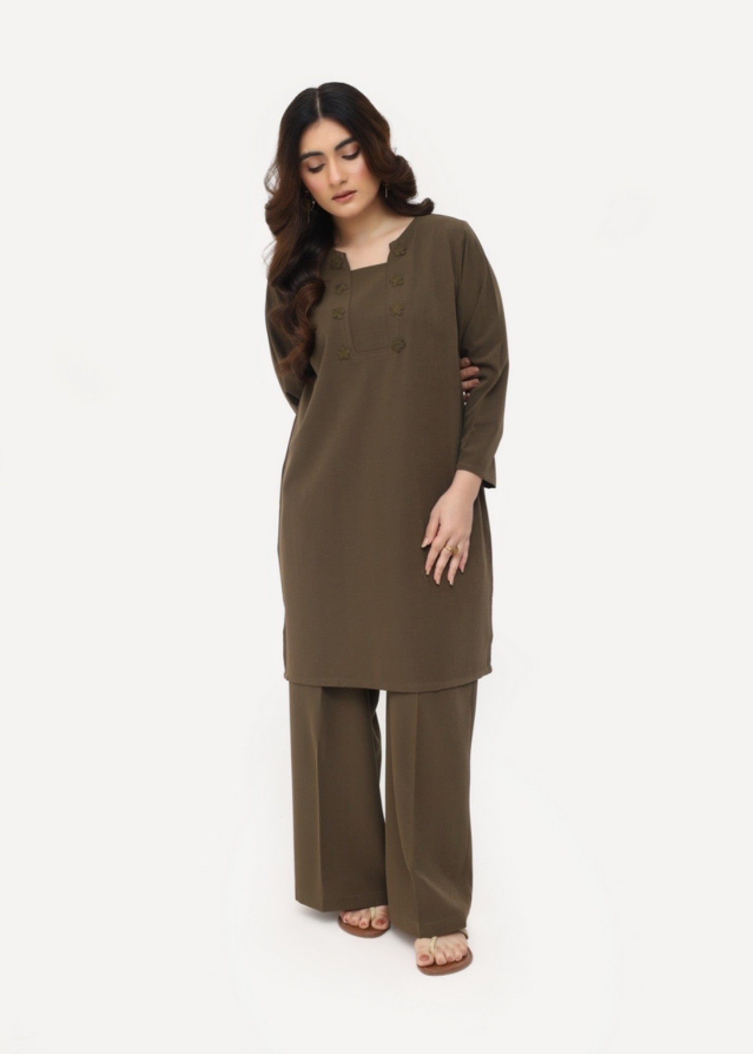 georgette Co Ord Sets in Mocha brown