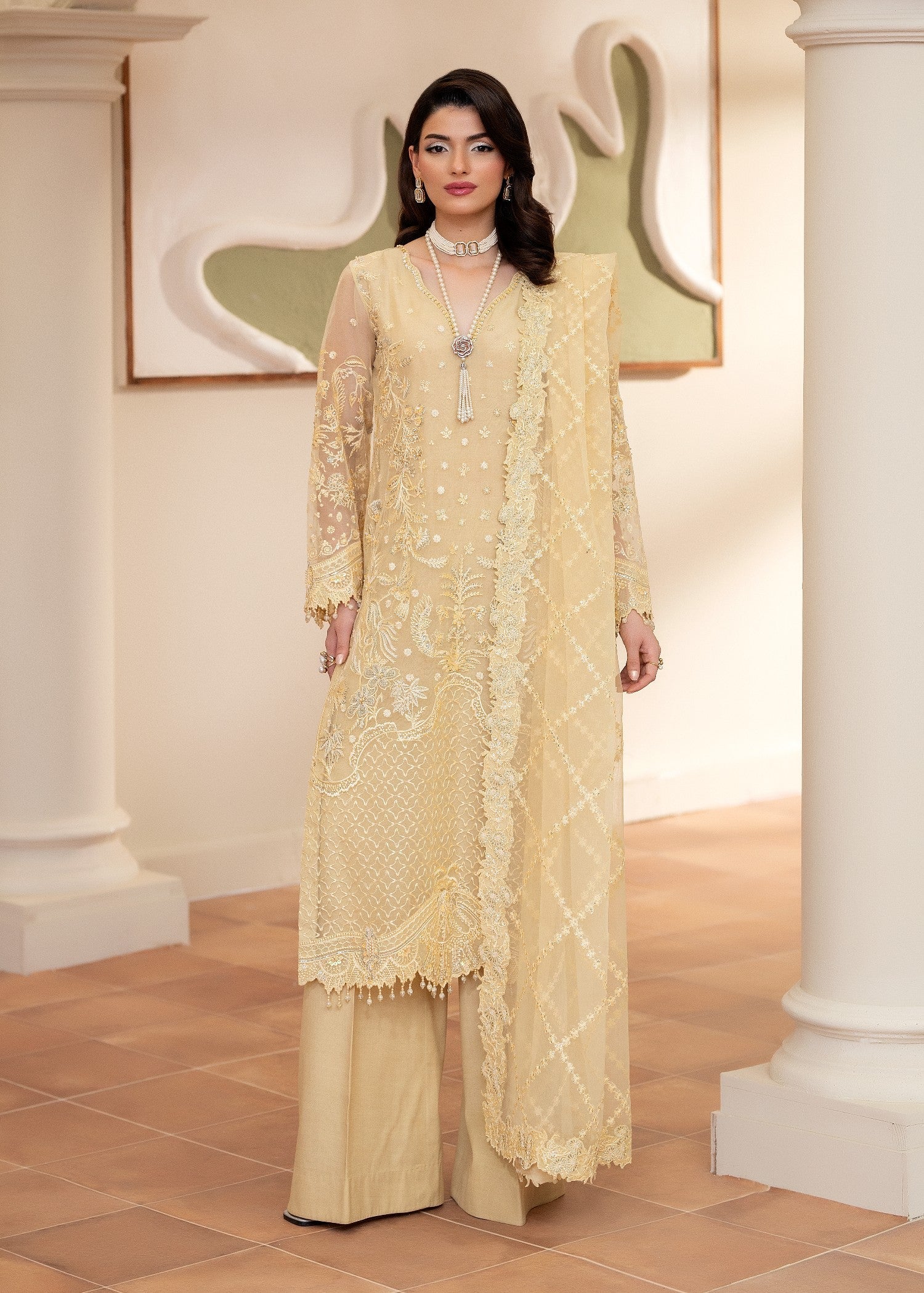 organza Kurta Set in Butter