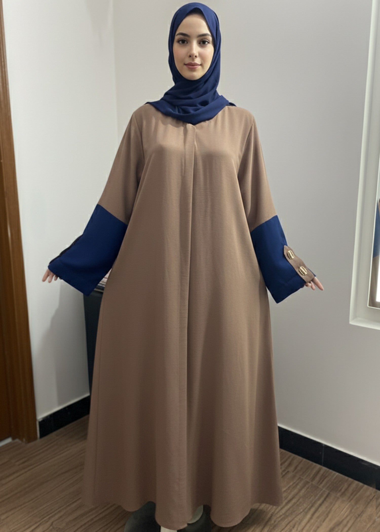 crepe georgette Abaya in Hazelwood brown