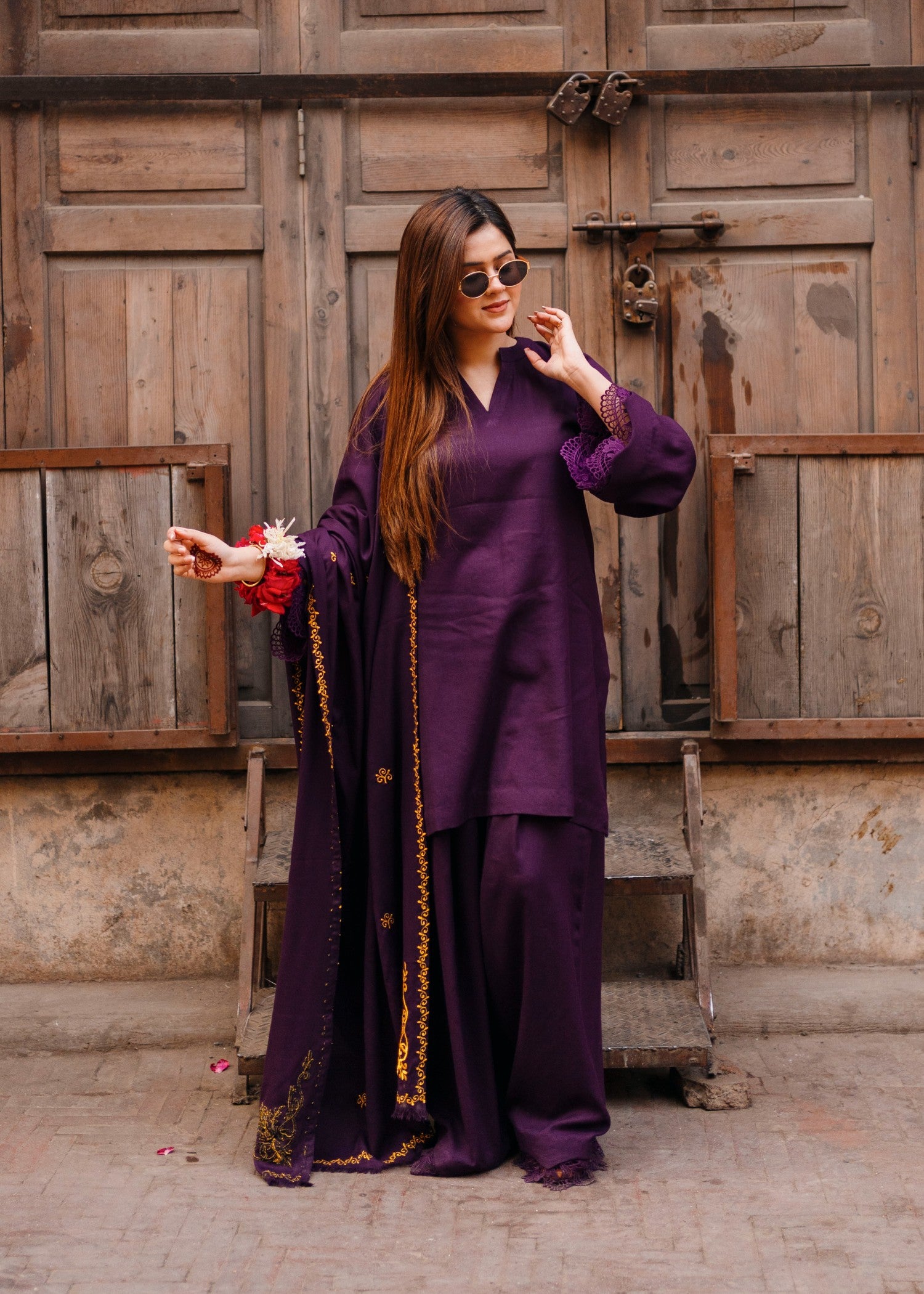marina Kurta Set in Plum purple