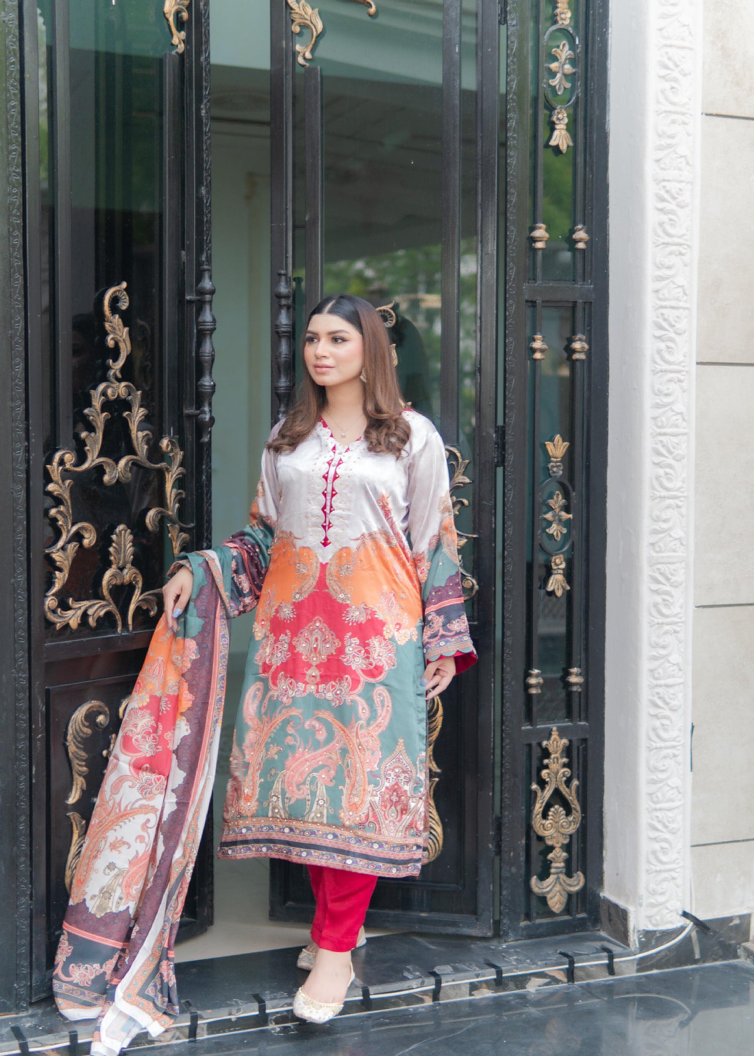 silk Kurta Set in Eggshell