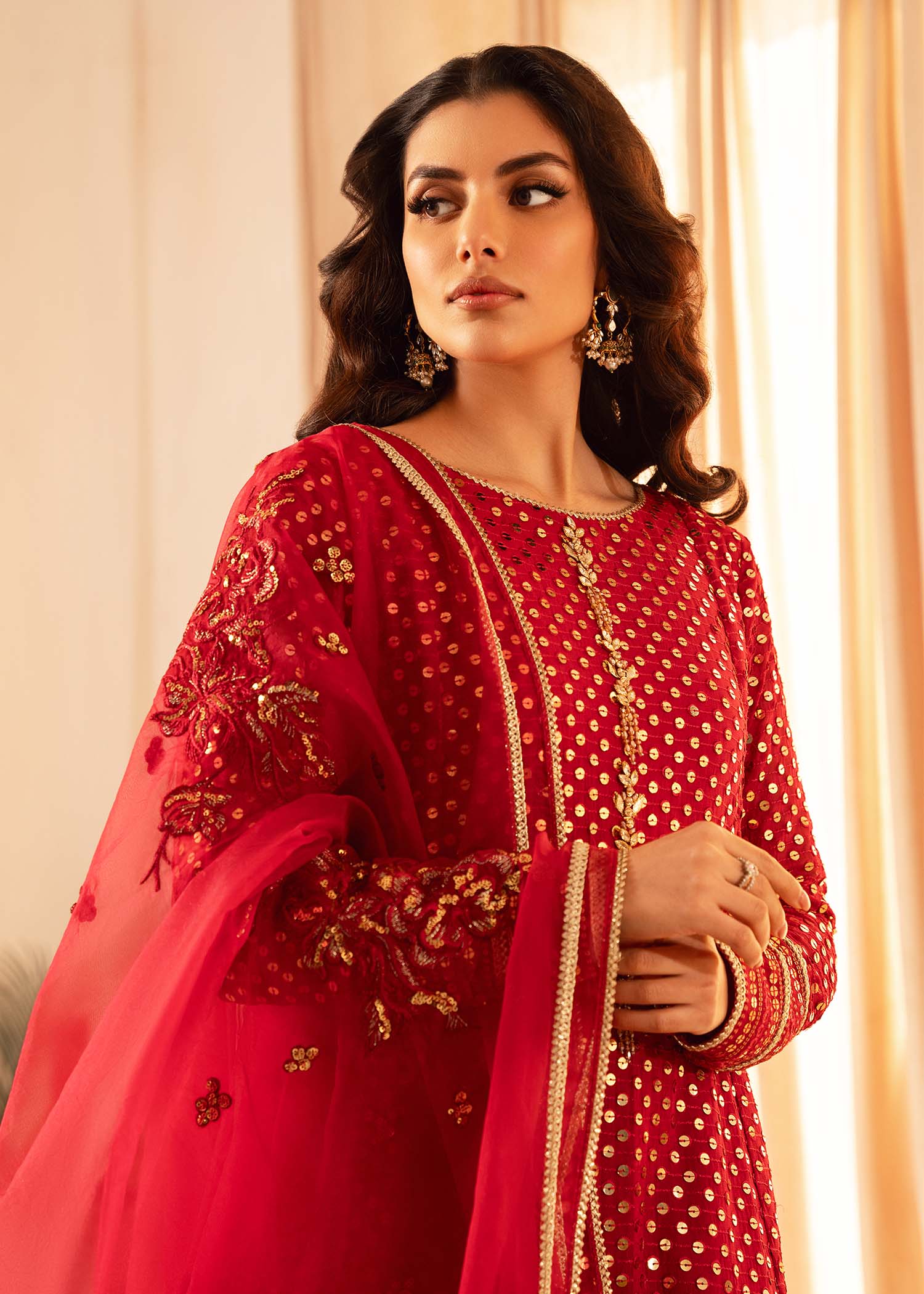 chikankari cotton Kurta Set in Red