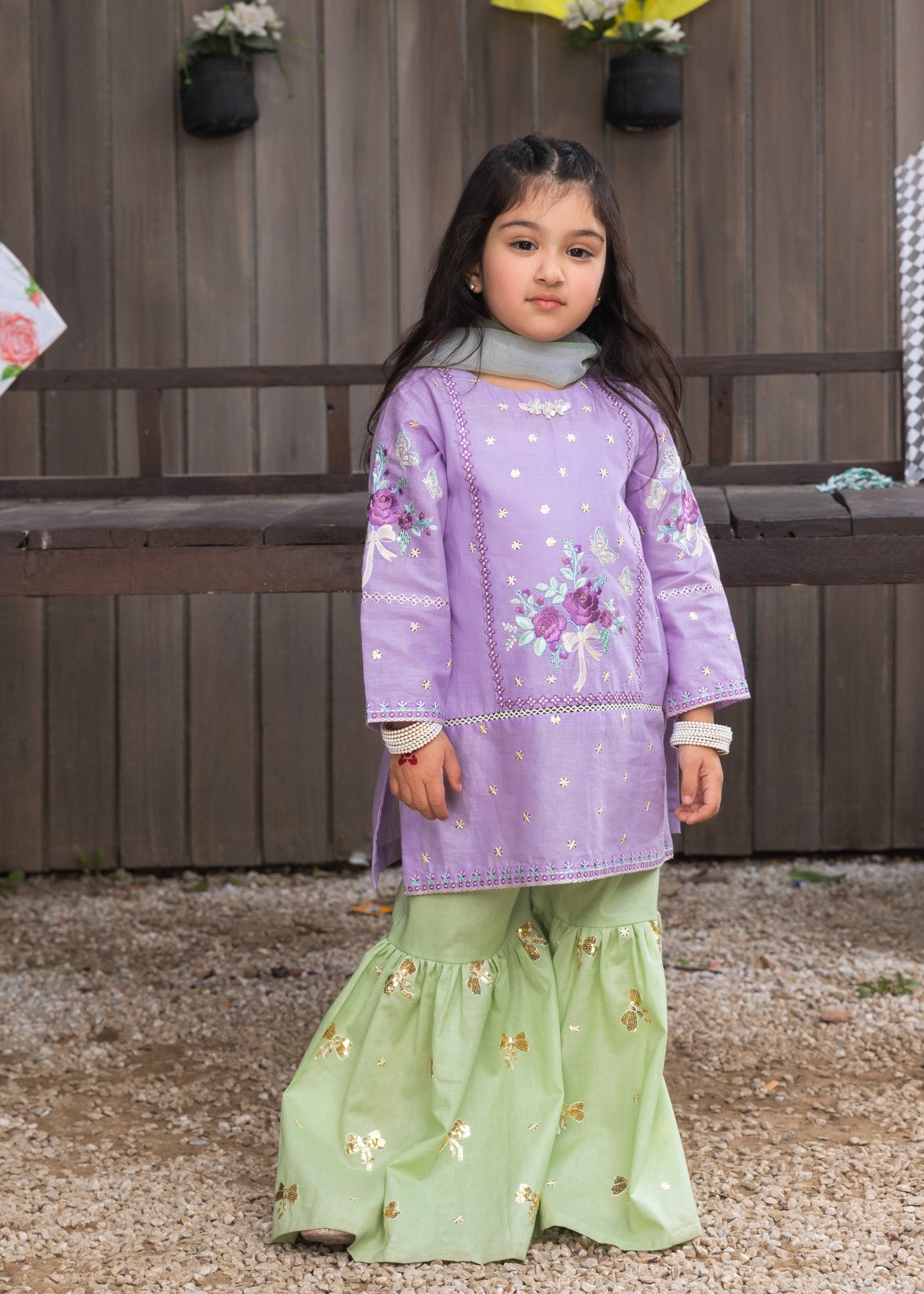 lawn cotton Gharara in Lilac