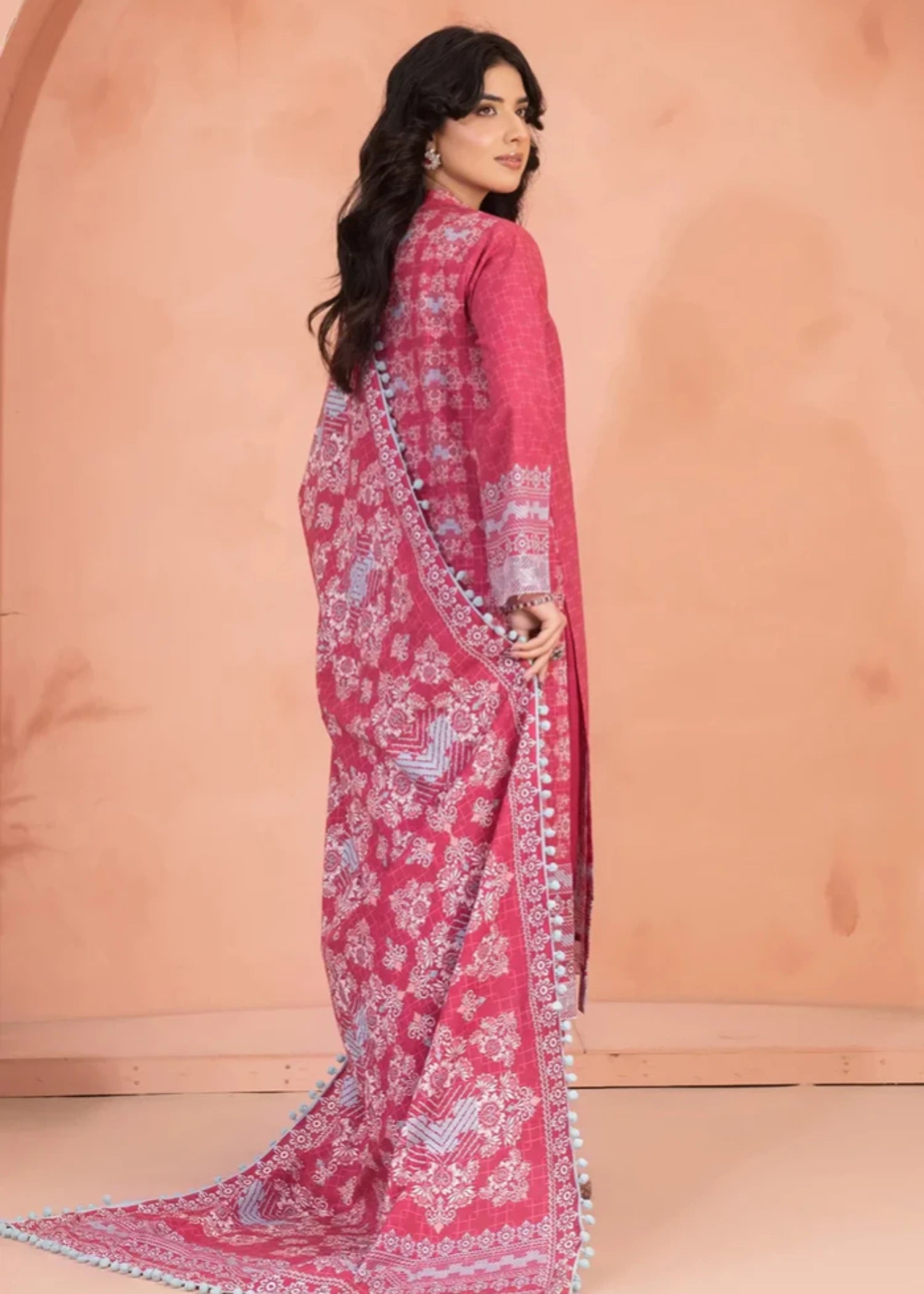 khaddar Unstitched in Red
