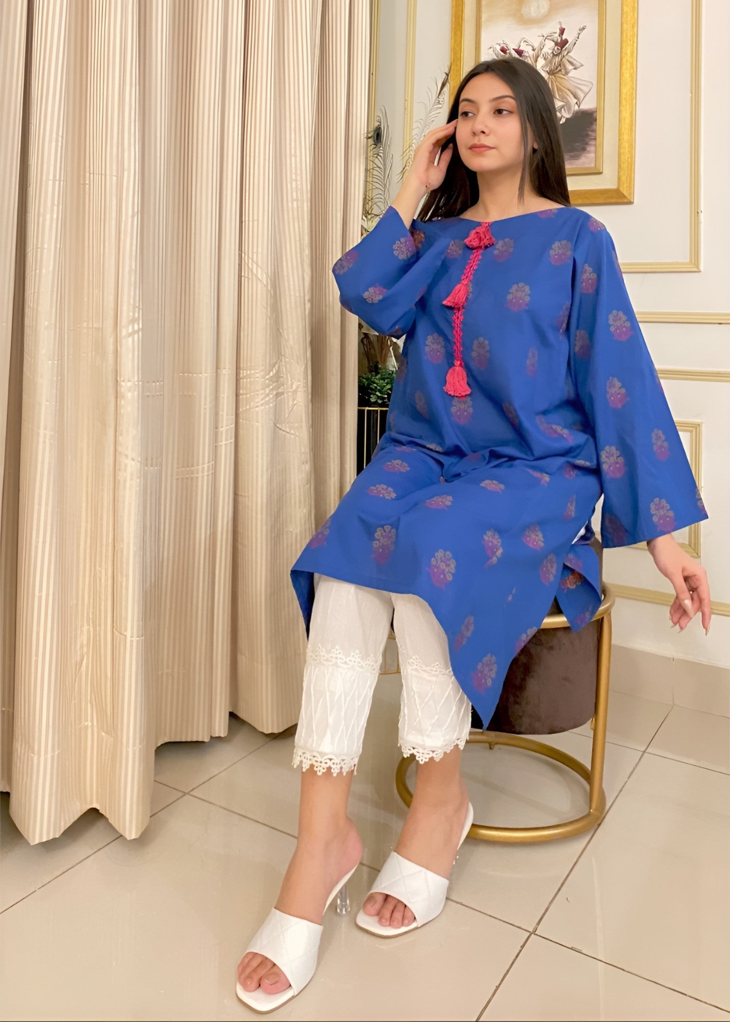 cotton Kurti in Navy blue