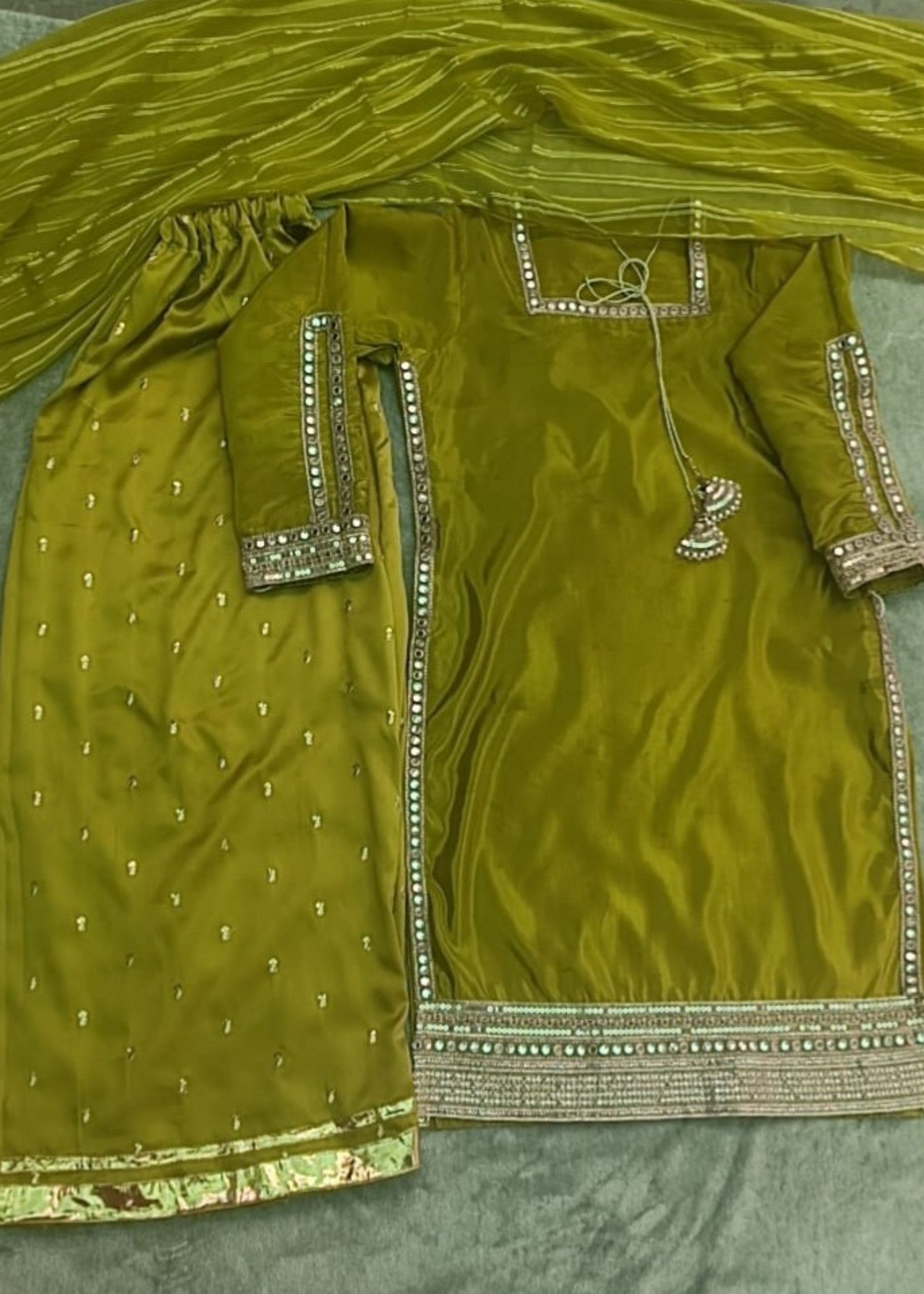 kattan silk Sharara in Olive green