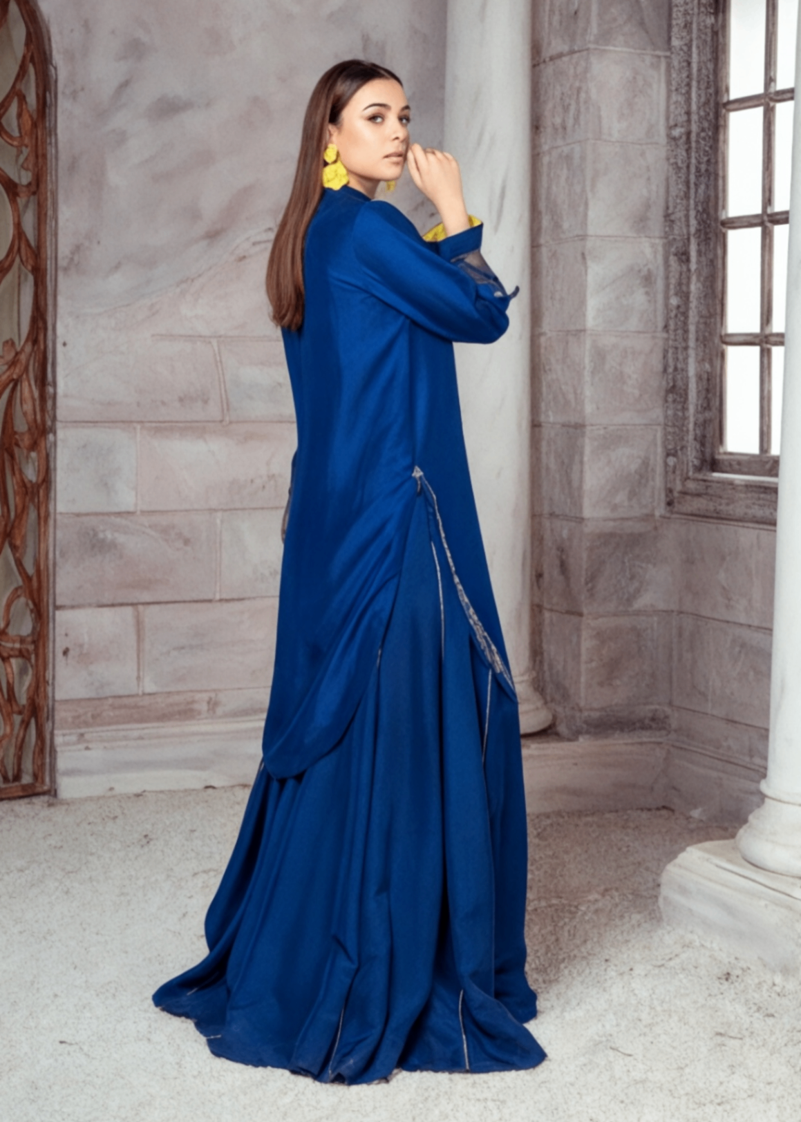 raw silk Kurti in Cobalt blue