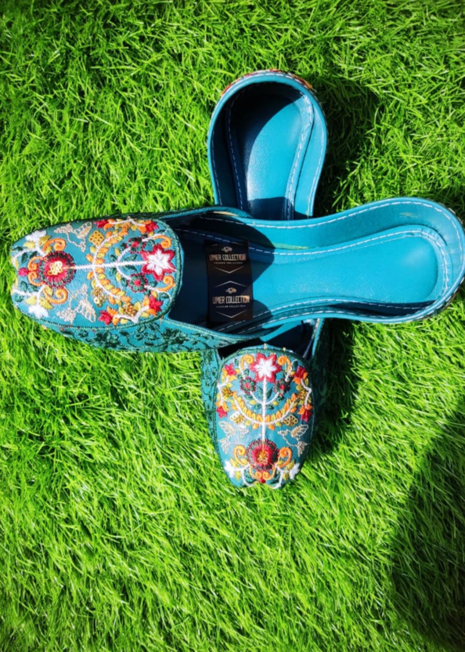 Khussa in Turquoise by - High Quality Women Khussa QRH5833