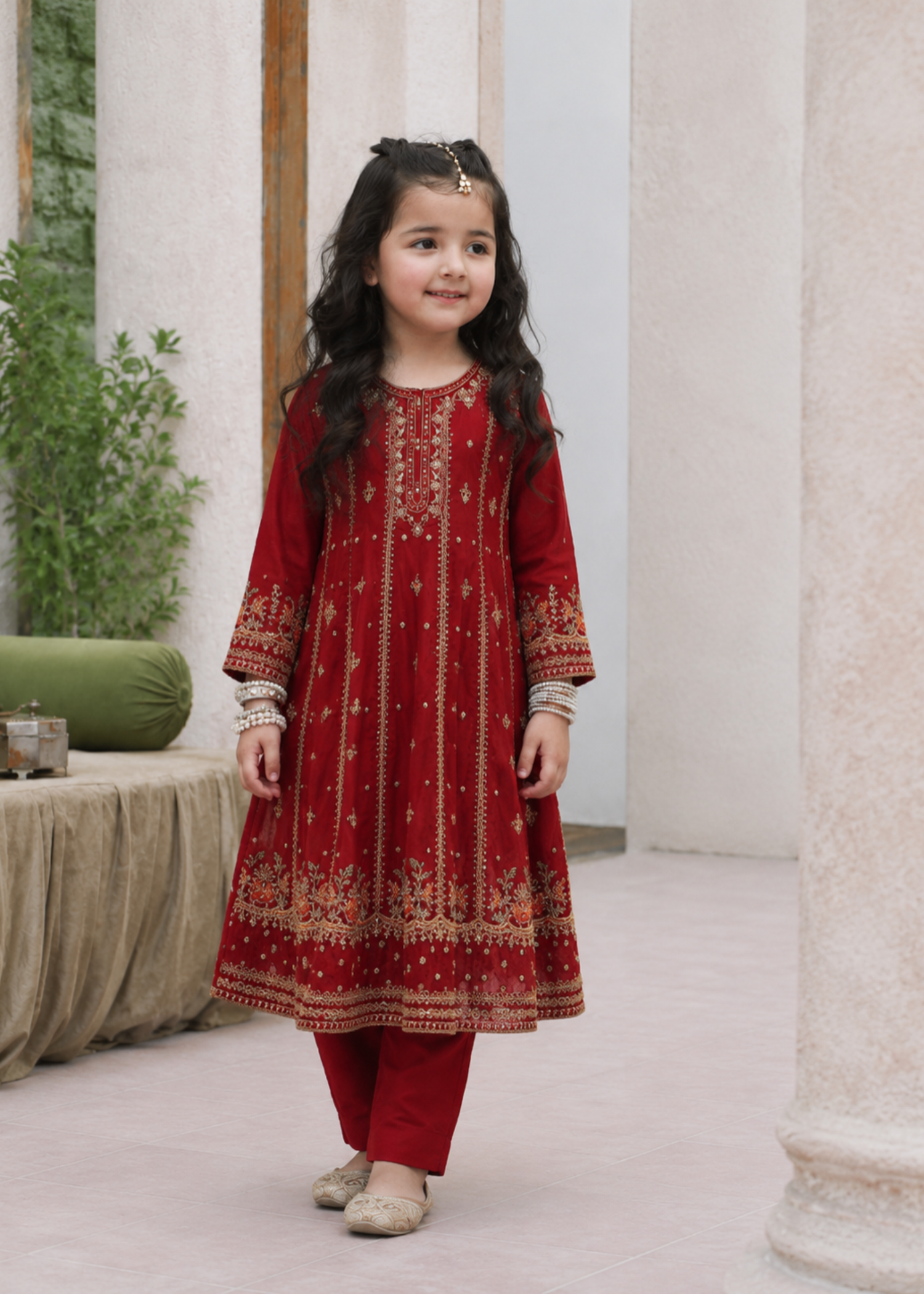 net Pishwas in Maroon