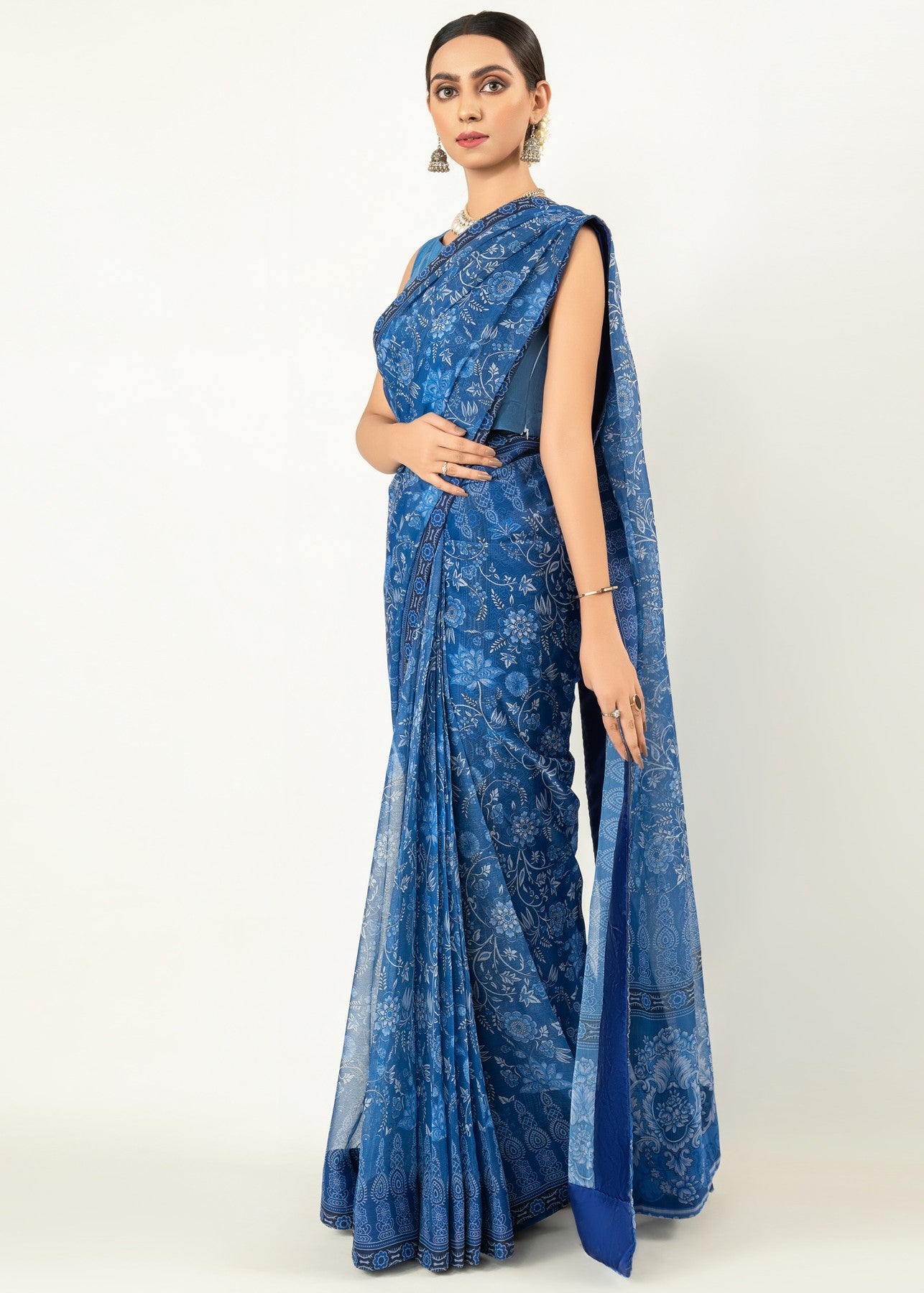 chiffon Unstitched in Dark blue